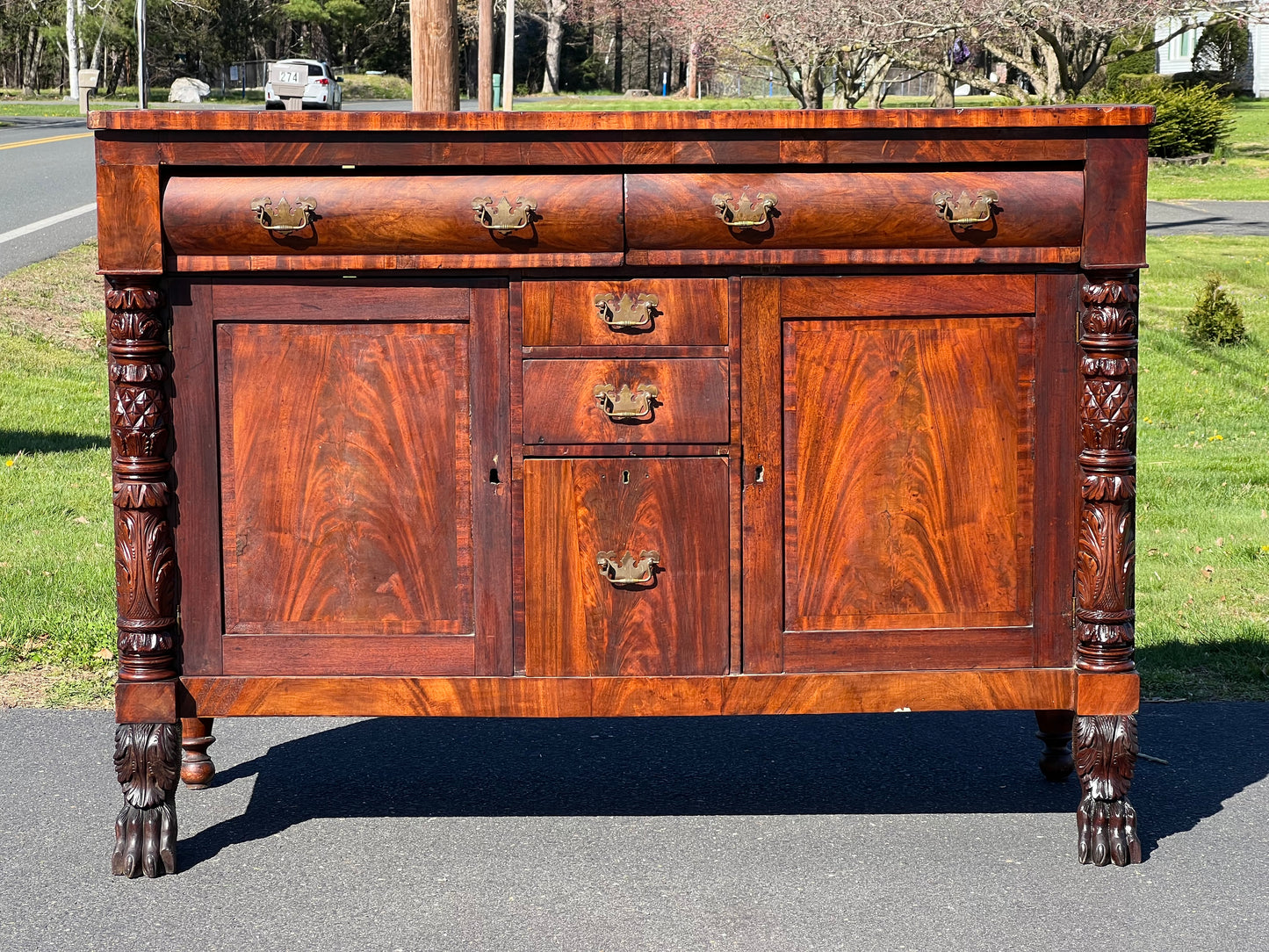 Antique Federal Period Mahagony Paw Foot Sideboard c. 1830