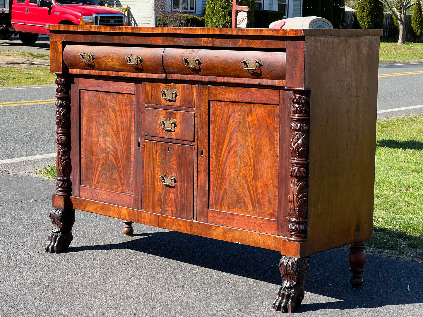 Antique Federal Period Mahagony Paw Foot Sideboard c. 1830