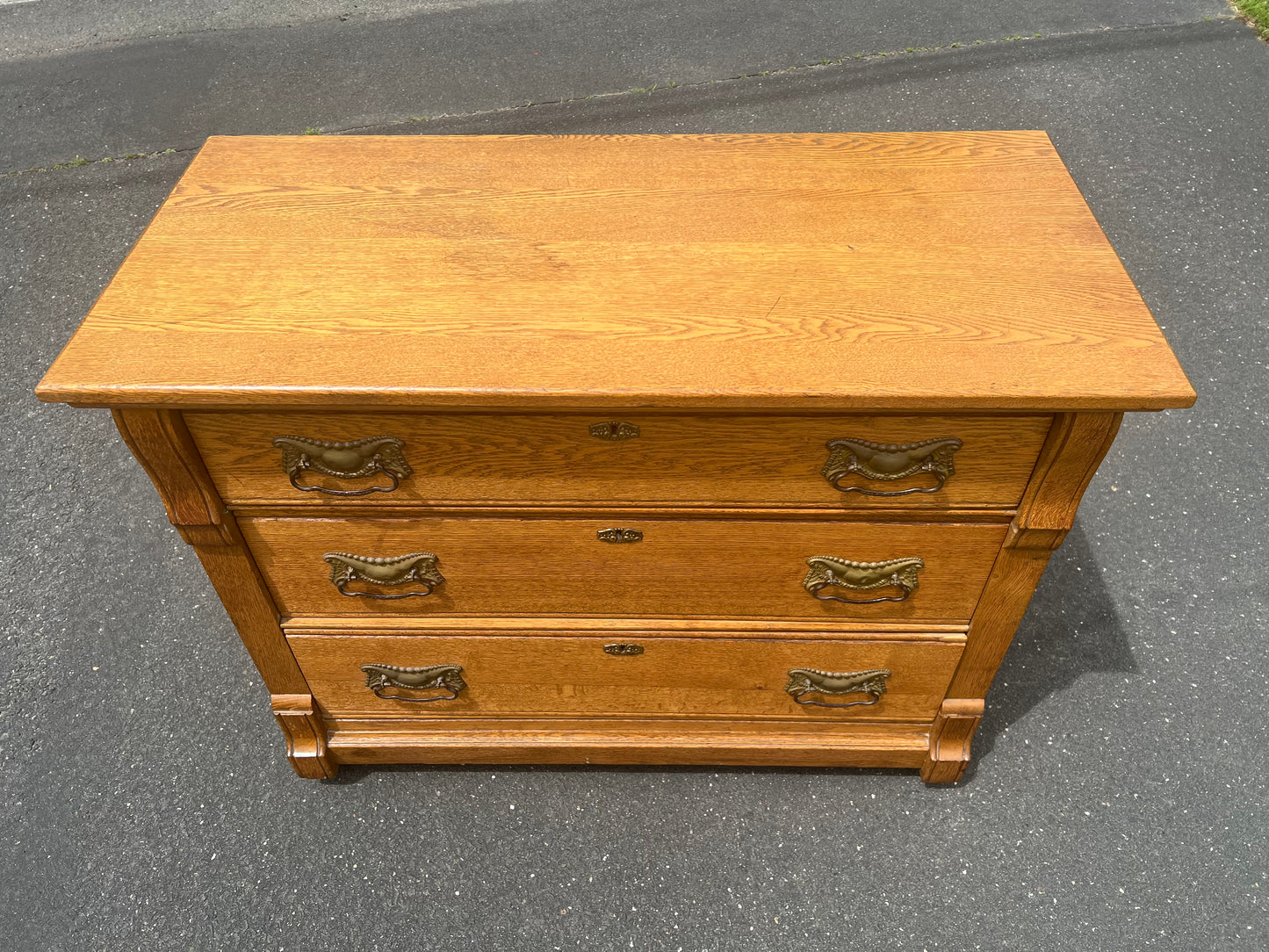 Antique Victorian Oak Three Drawer Chest c. 1900