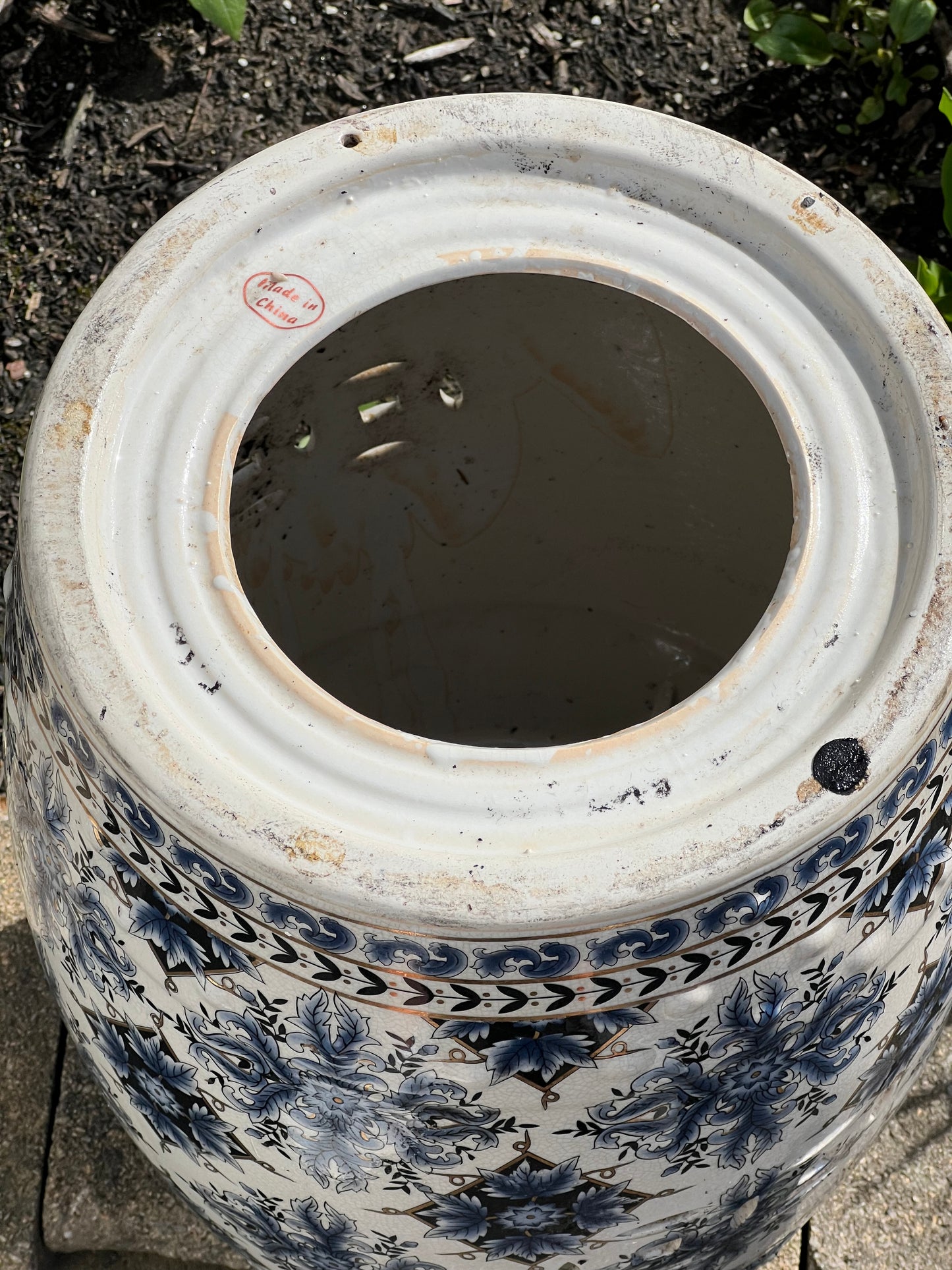 Vintage Chinese Blue and White Porcelain Garden Stool