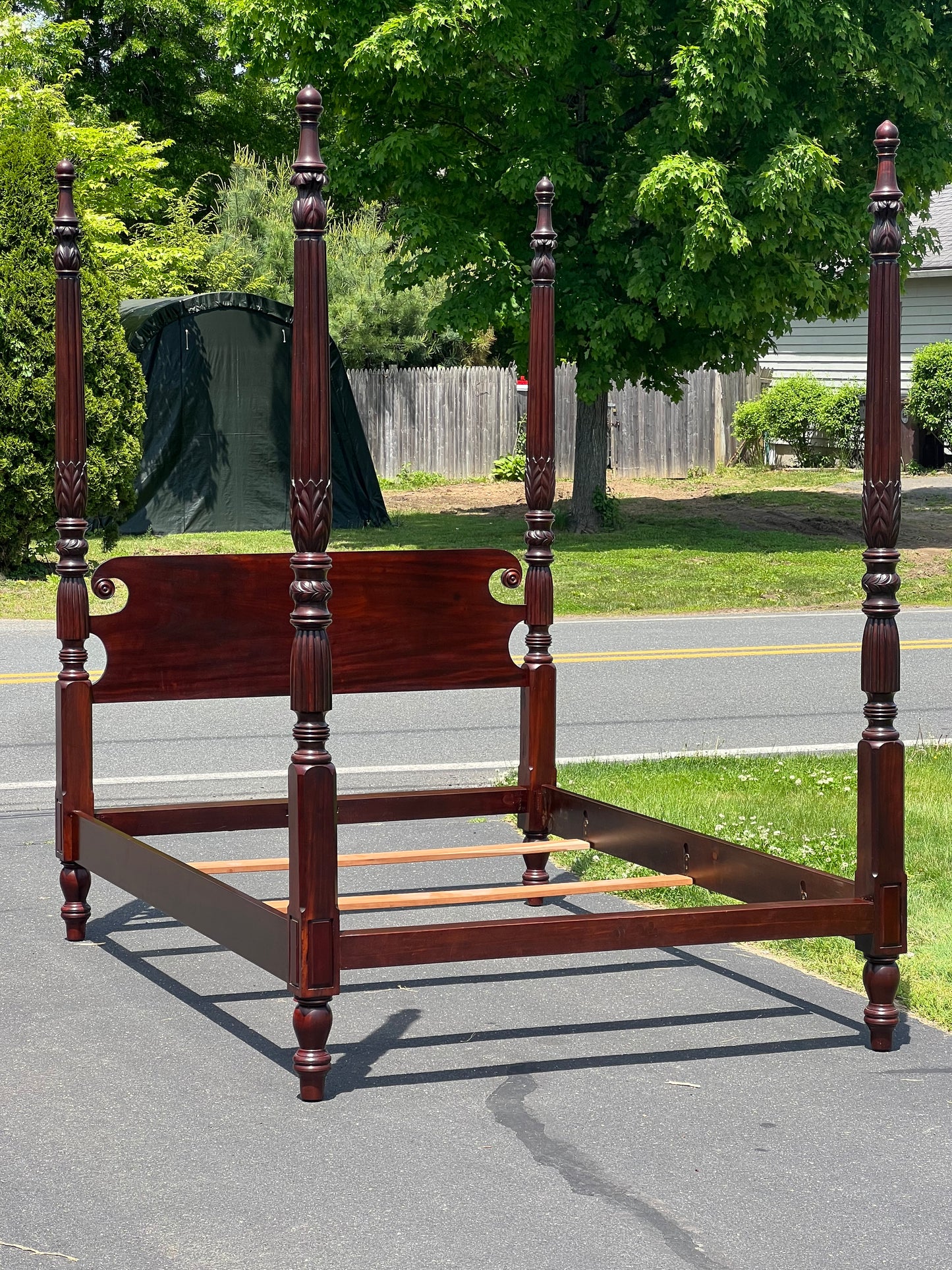 Great Antique 19th Century Solid Mahogany Queen Size Four Poster Bed