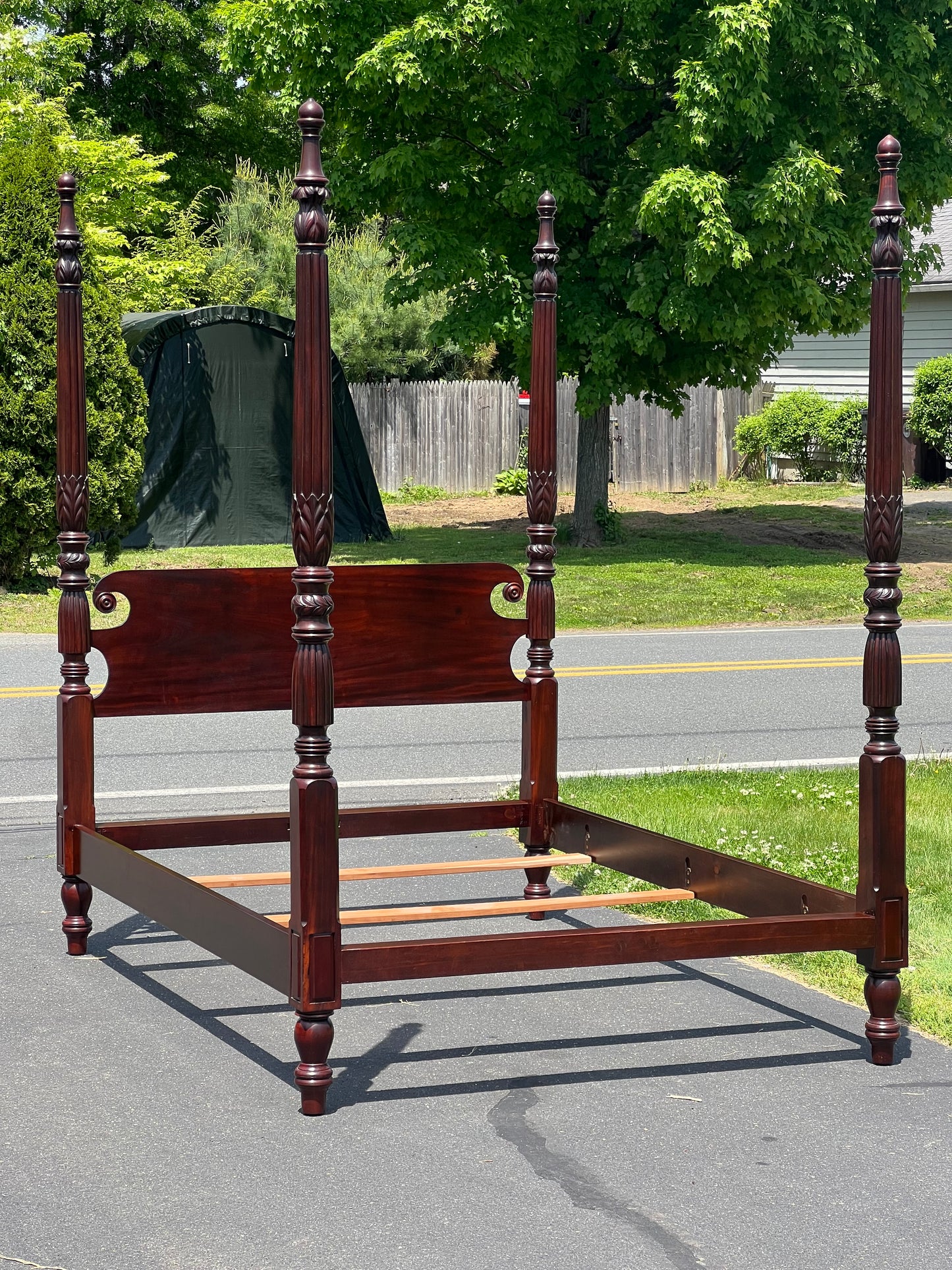 Great Antique 19th Century Solid Mahogany Queen Size Four Poster Bed