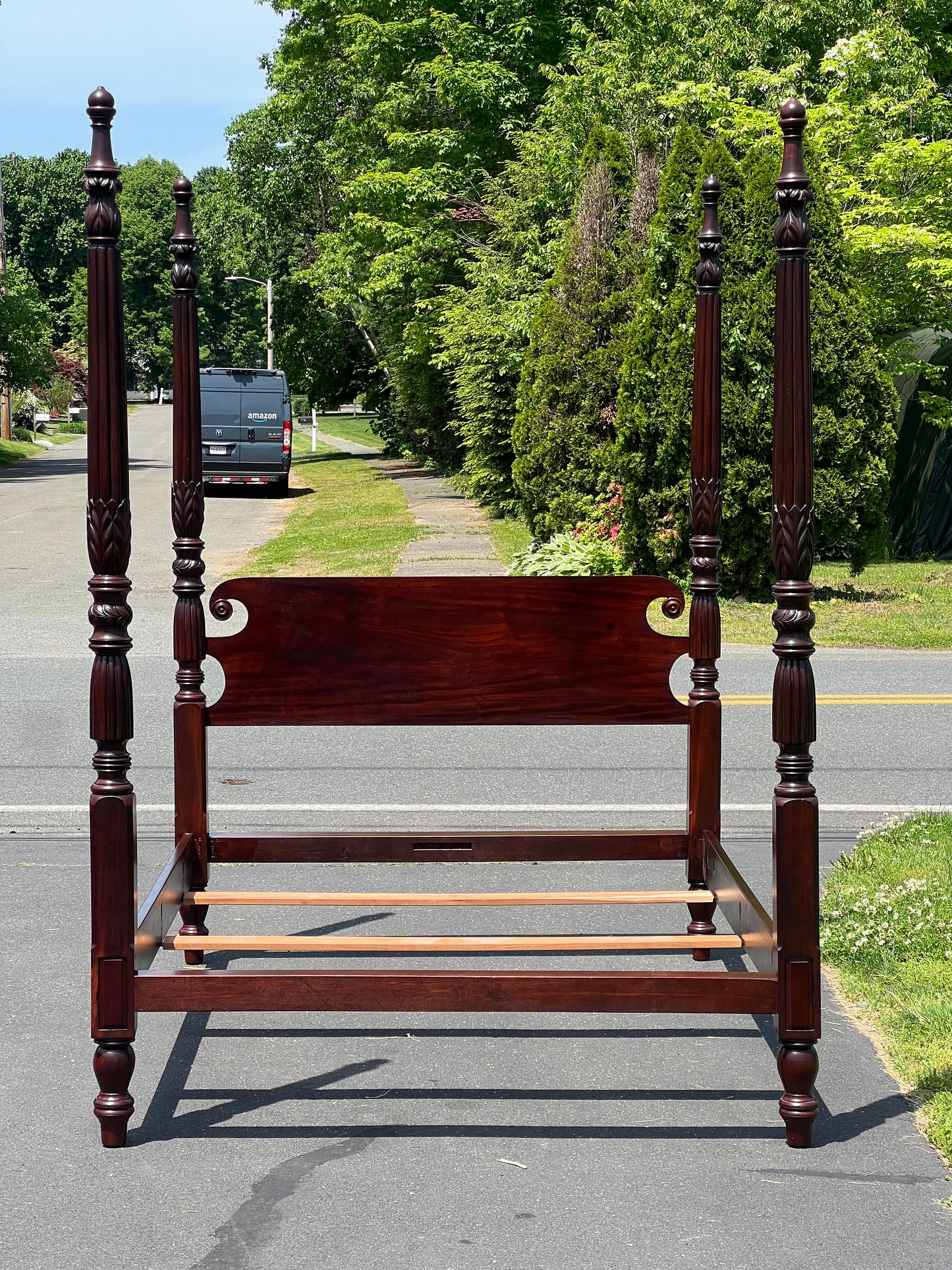 Great Antique 19th Century Solid Mahogany Queen Size Four Poster Bed