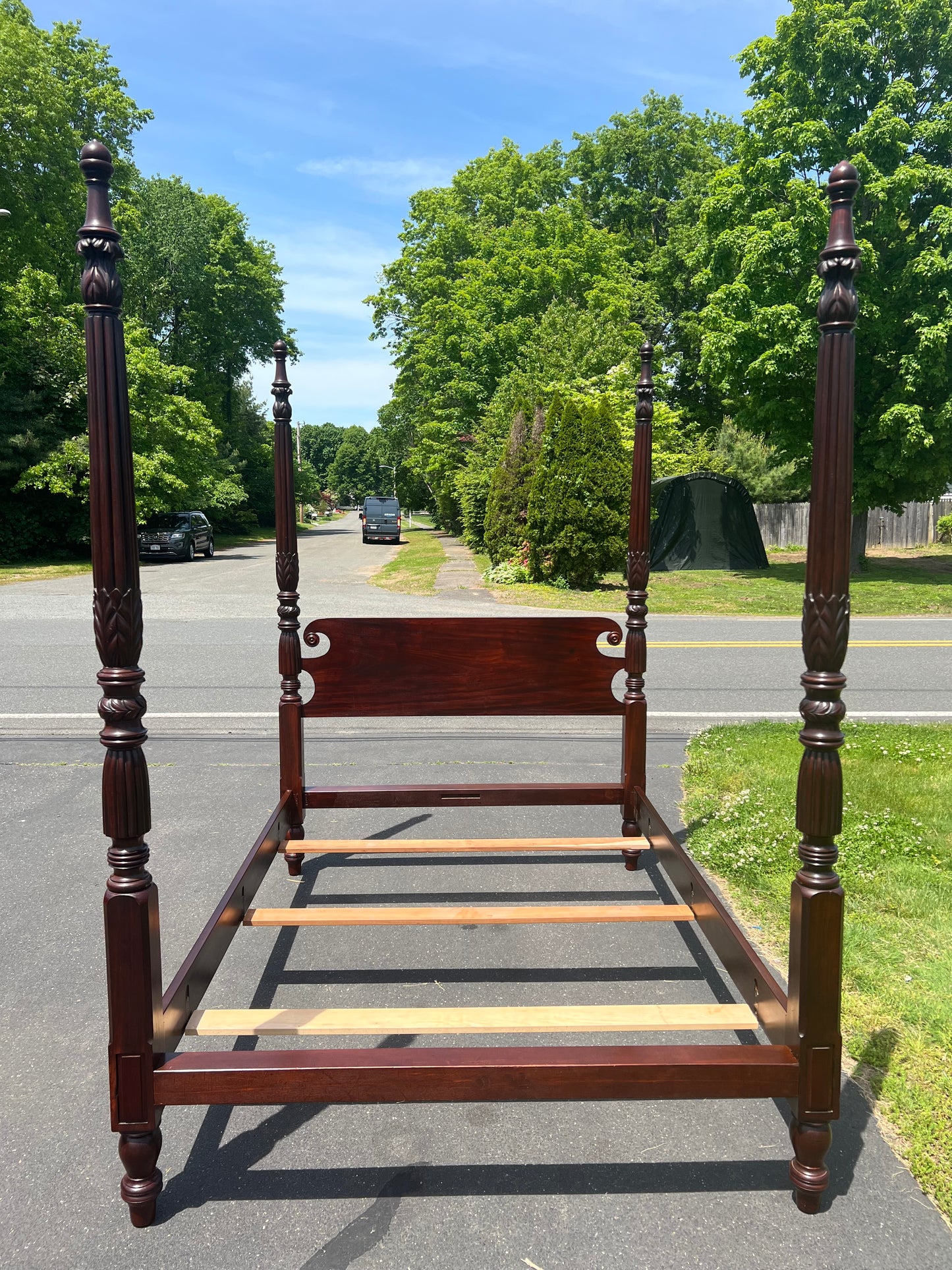 Great Antique 19th Century Solid Mahogany Queen Size Four Poster Bed