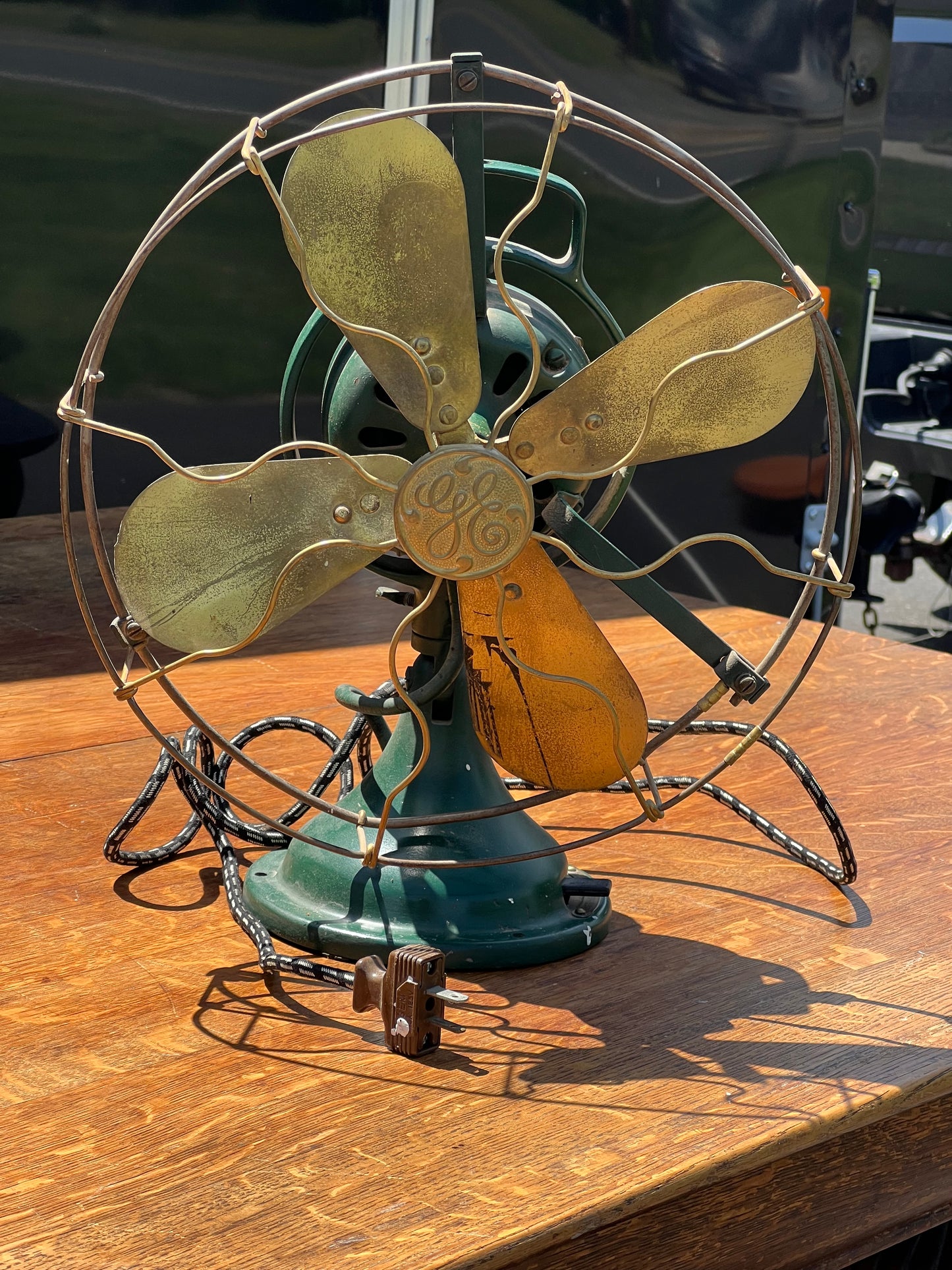 Antique Brass Blade 13” Oscillating Fan by GE c. 1930