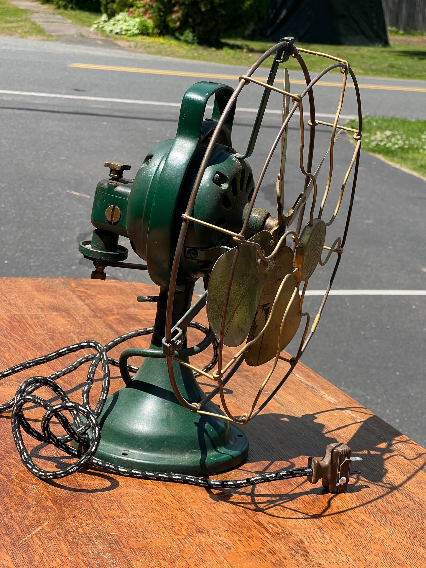 Antique Brass Blade 13” Oscillating Fan by GE c. 1930