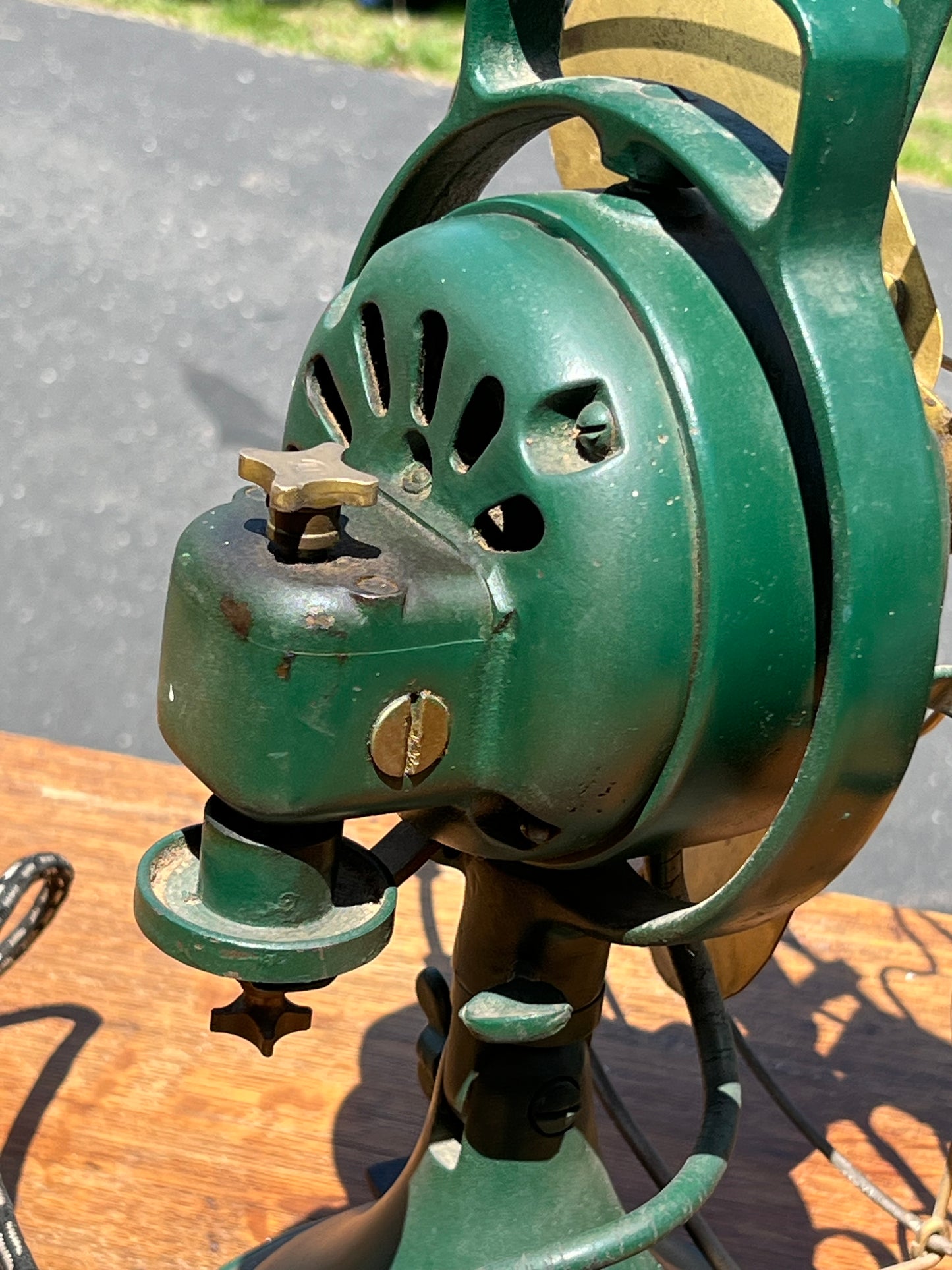 Antique Brass Blade 13” Oscillating Fan by GE c. 1930