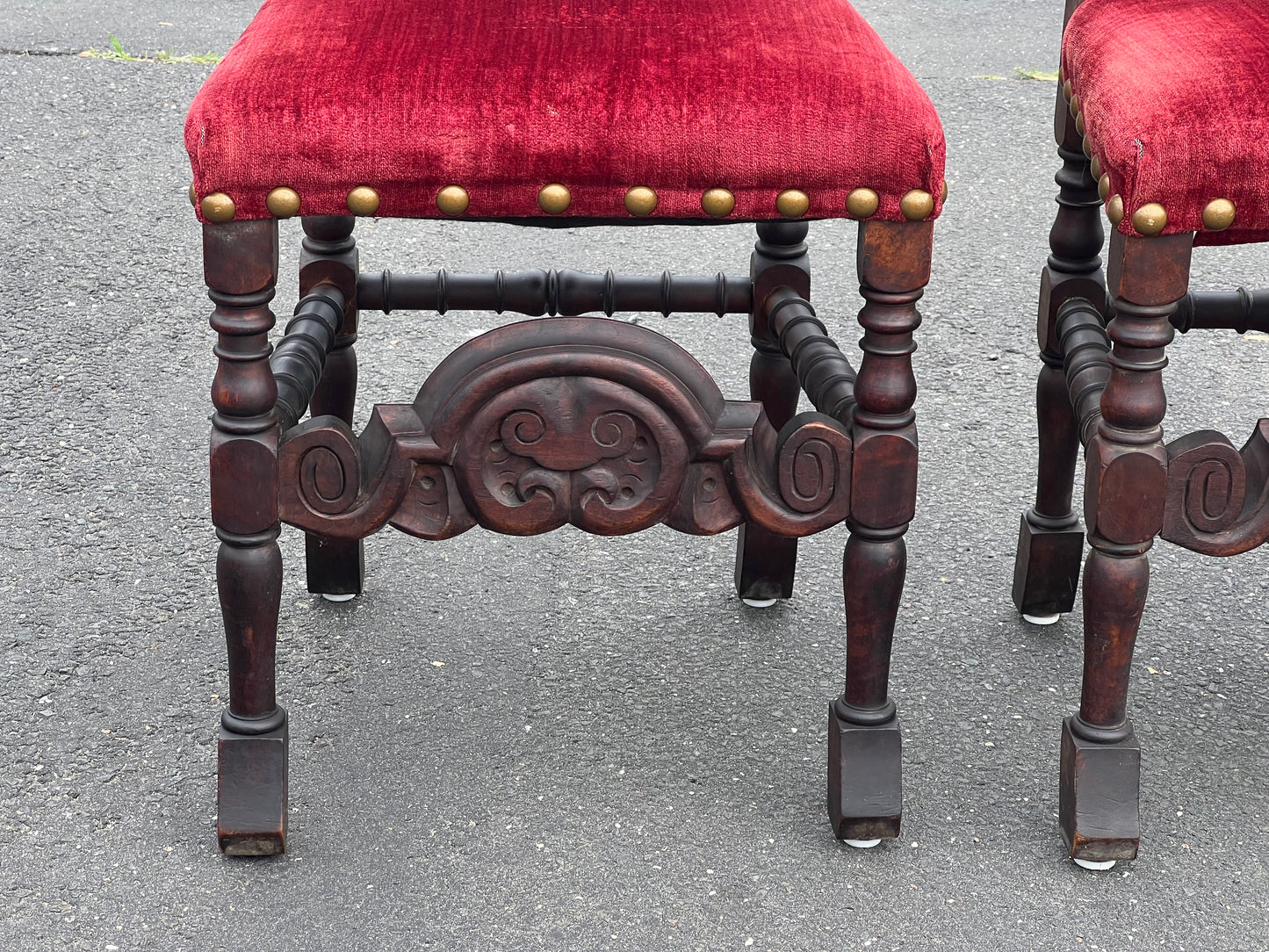 Antique Set of Three William & Mary High Back Side Chairs