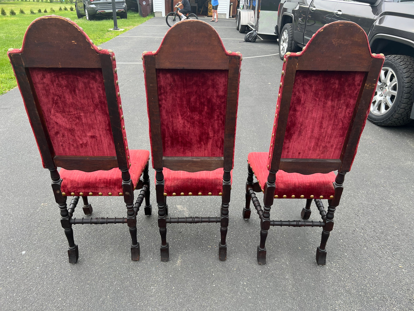 Antique Set of Three William & Mary High Back Side Chairs