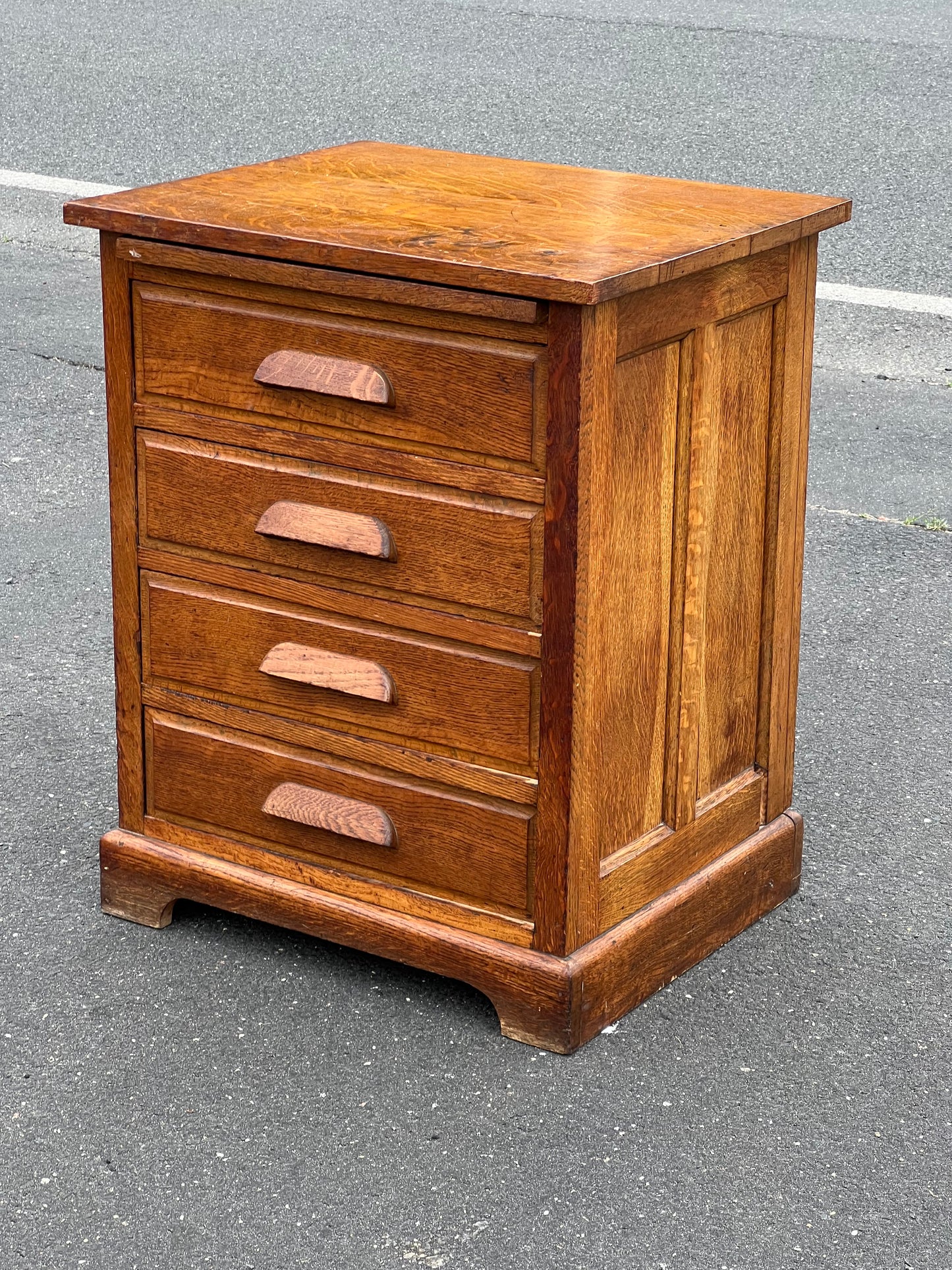 Antique Quarter Sawn Oak Four Drawer Office Cabinet c. 1920