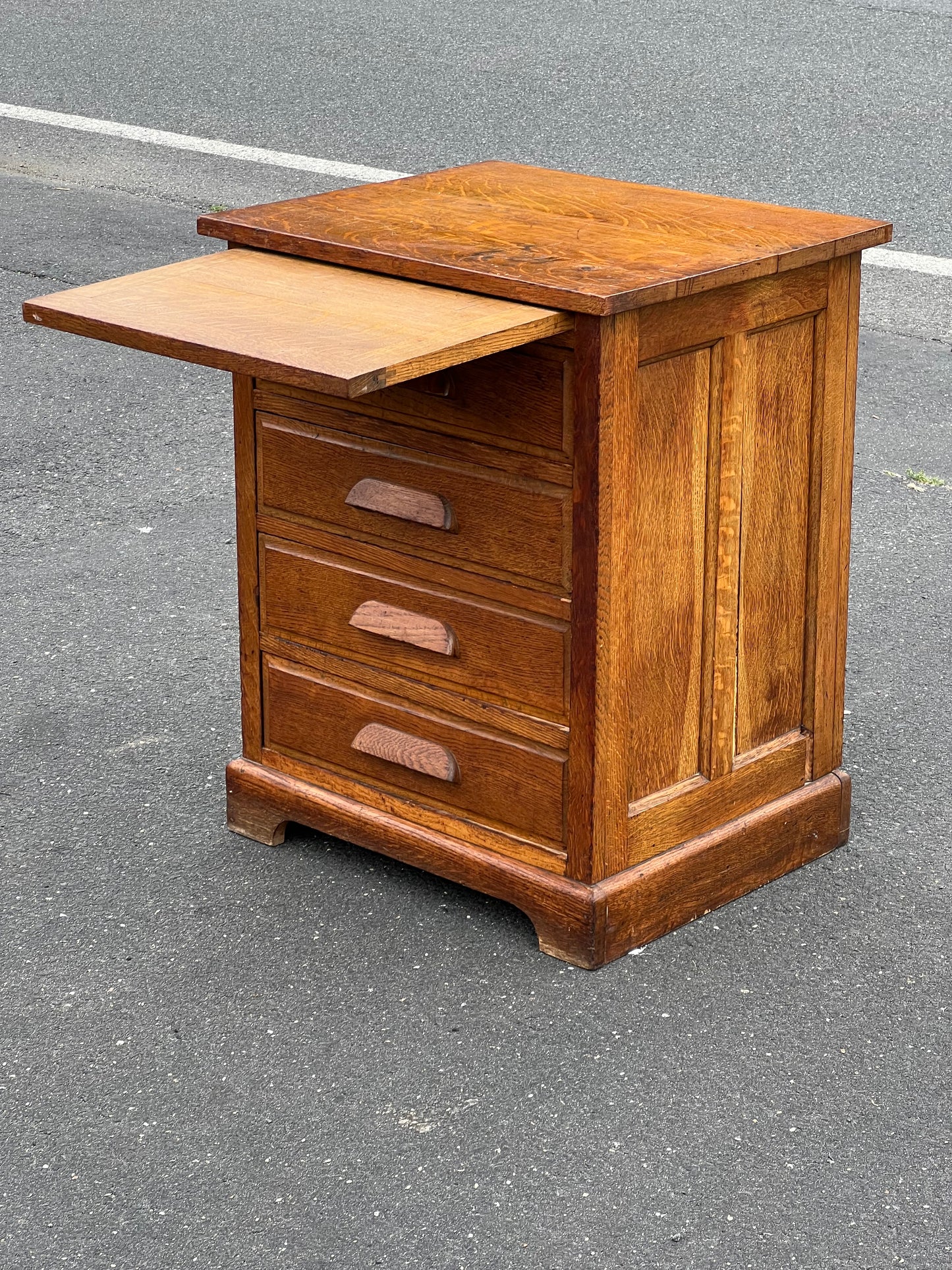 Antique Quarter Sawn Oak Four Drawer Office Cabinet c. 1920