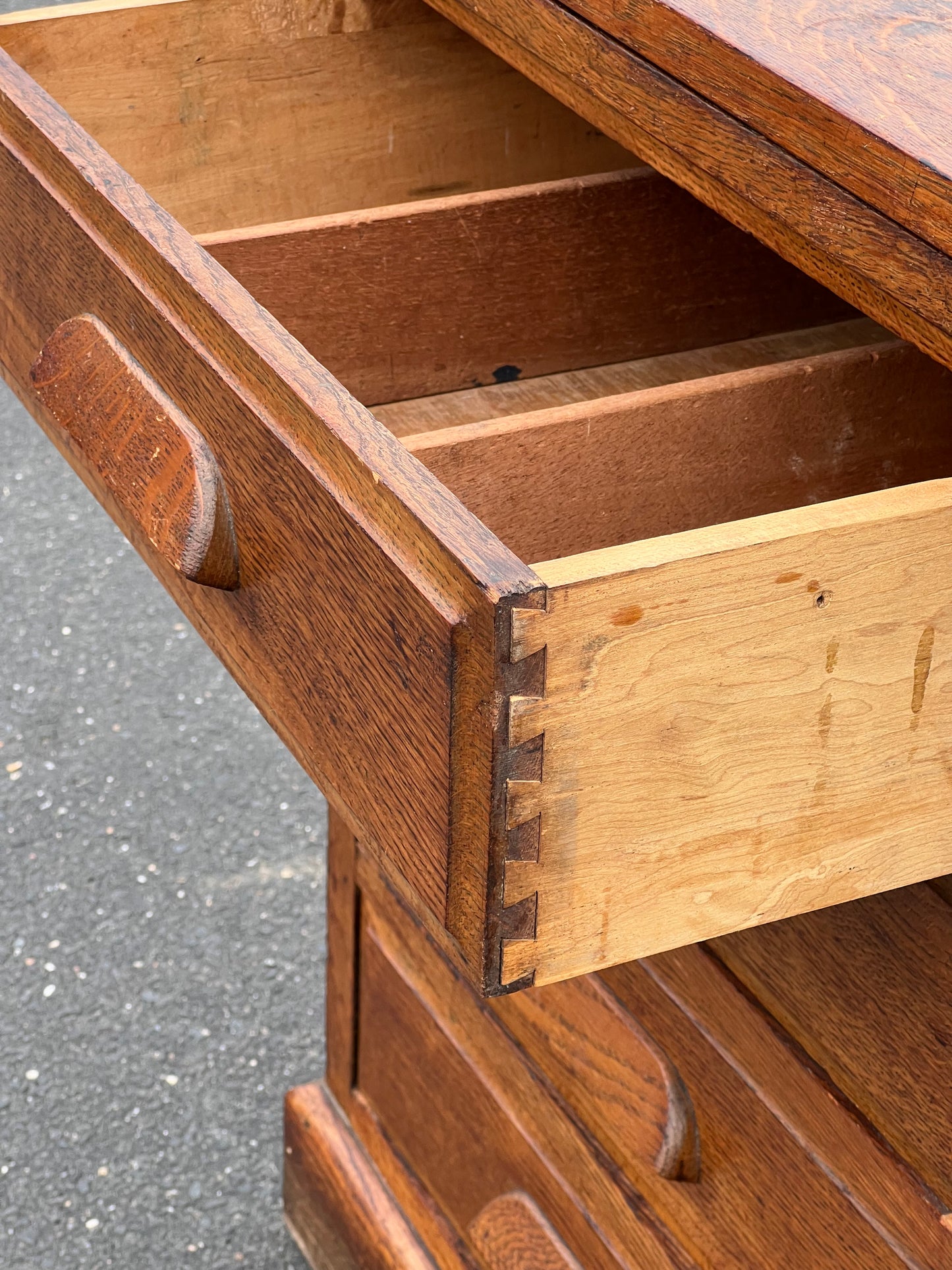 Antique Quarter Sawn Oak Four Drawer Office Cabinet c. 1920