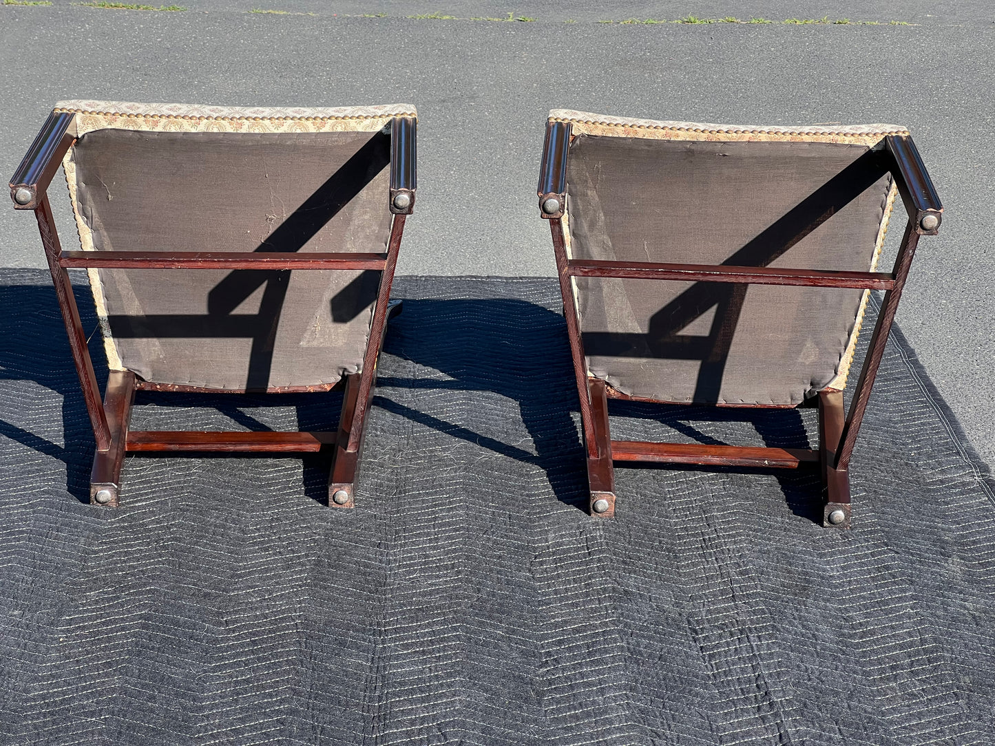 Pair of Chippendale Style Ribbon Back Chairs with Curved Seats