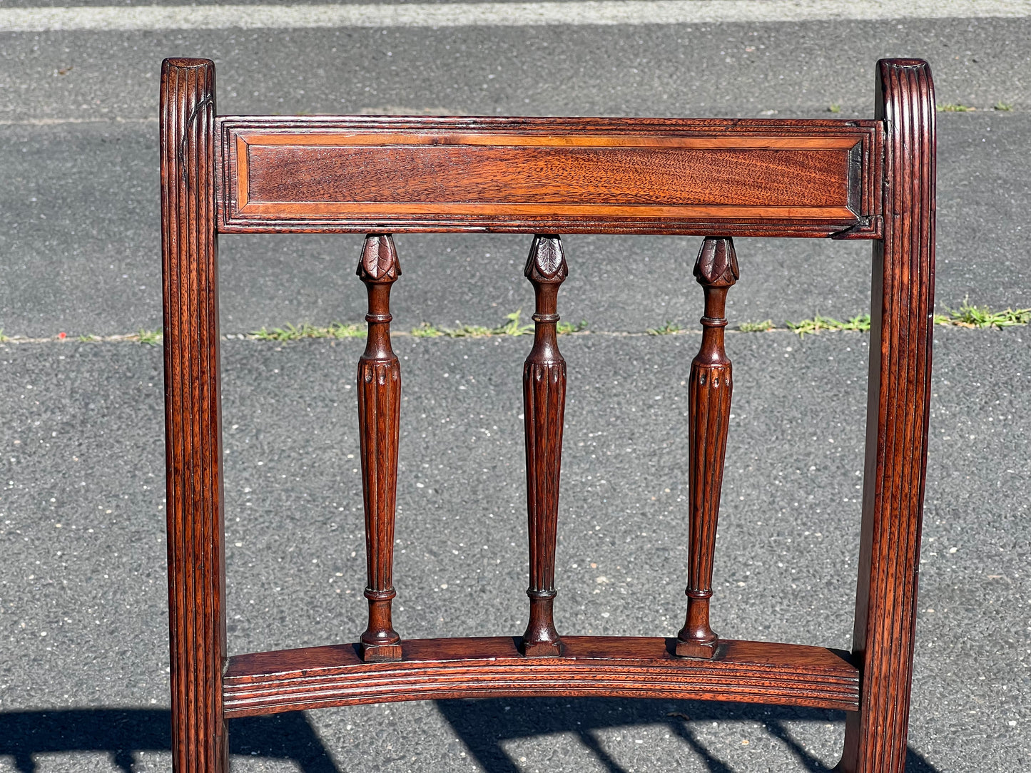 Antique Pair of Inlaid Sheraton Side Chairs with Pink Upholstered Seat