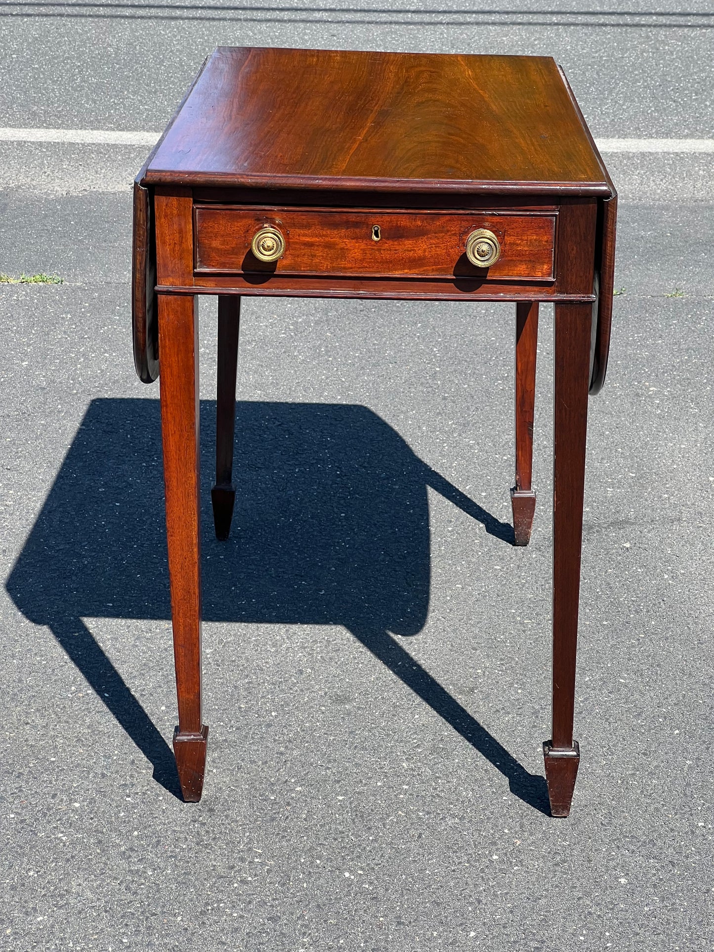 Rare Antique George III Mahogany Drop Leaf Table with Spade Feet