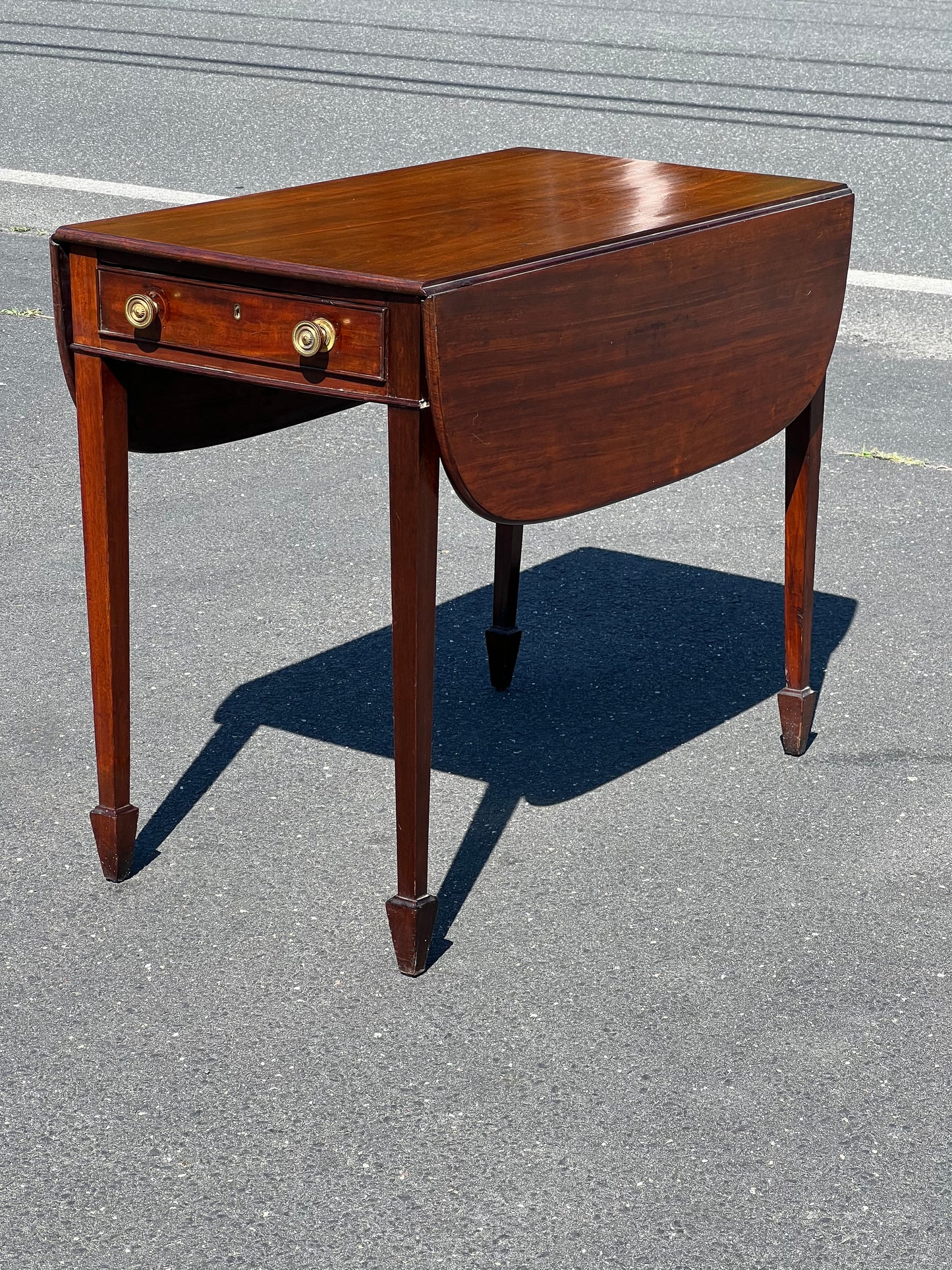 Rare Antique George III Mahogany Drop Leaf Table with Spade Feet