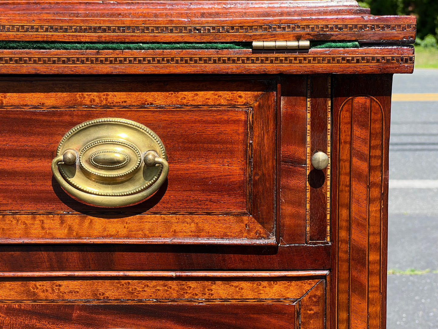 Antique Federal Mahogany and Birdseye Maple Inlaid Blind Door Secretary c. 1830