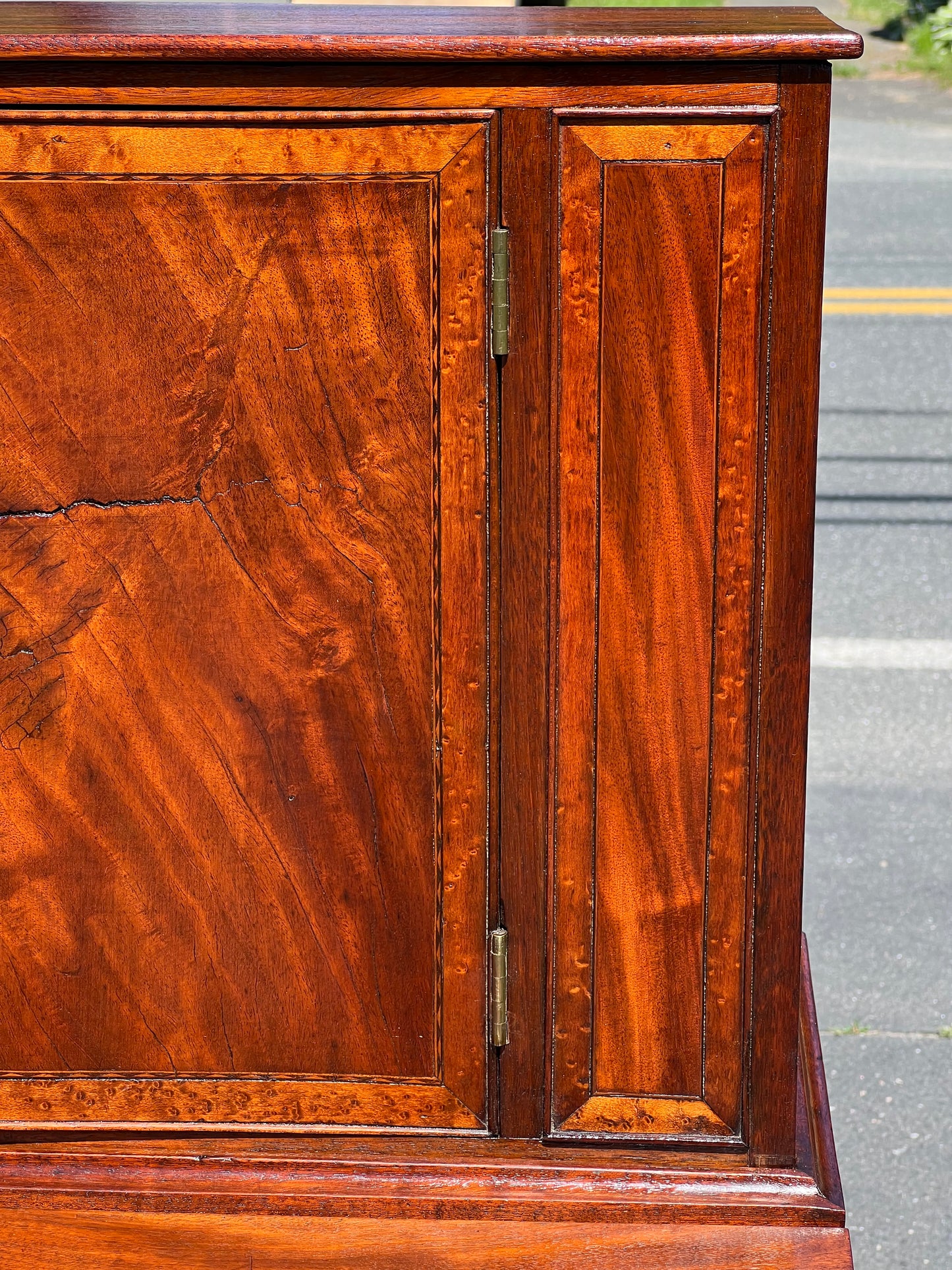 Antique Federal Mahogany and Birdseye Maple Inlaid Blind Door Secretary c. 1830