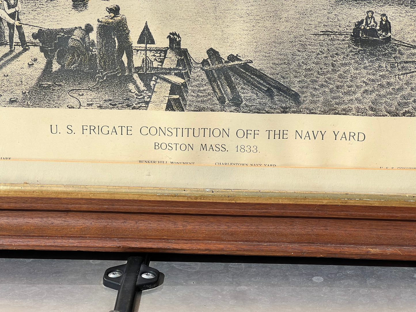 Framed Print of U.S. Frigate Constitution off the Navy Yard, Boston MA 1833