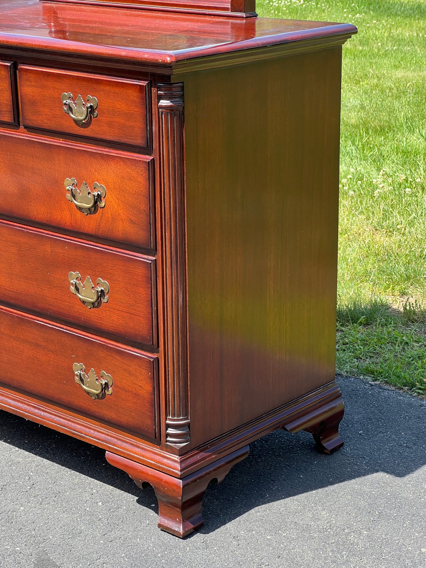 Vintage Solid Mahogany Dresser with Mirror by Kling