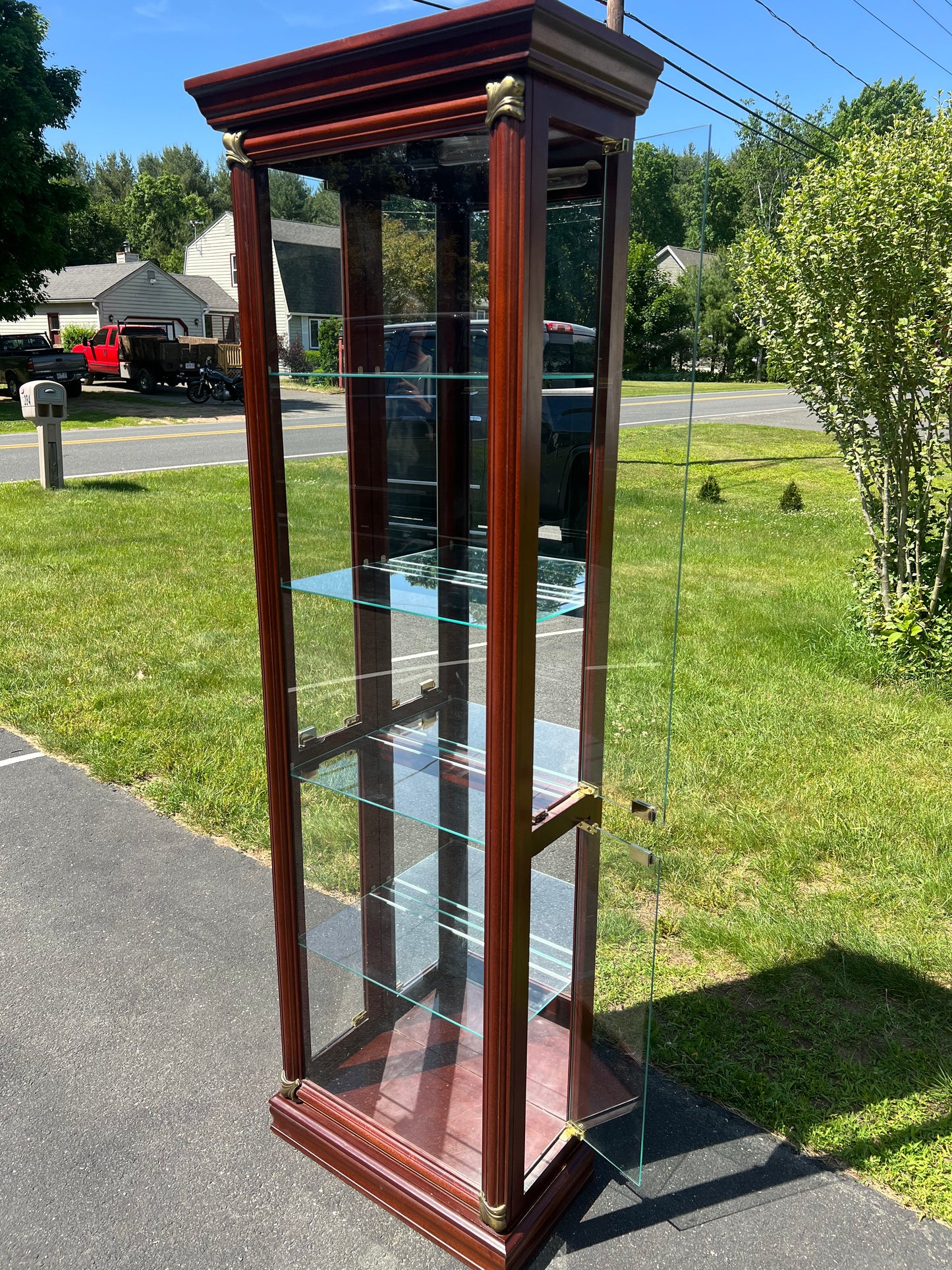 Vintage Cherry Finish Curio Cabinet by Pulaski