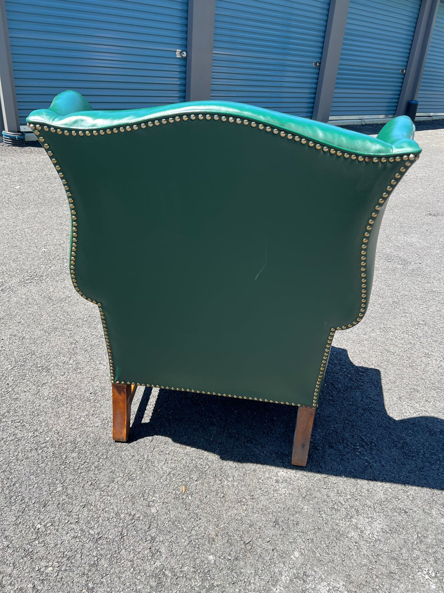 Vintage Chippendale Style Green Wingback Living Room Chair