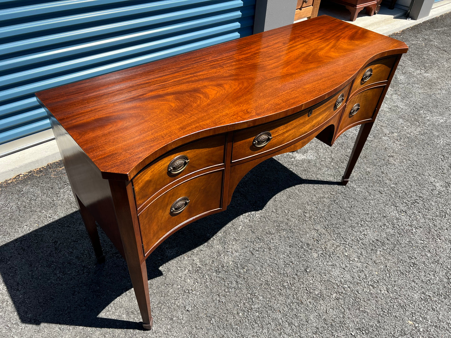 Vintage Mahogany Serpentine Sideboard by Paine Furniture Boston