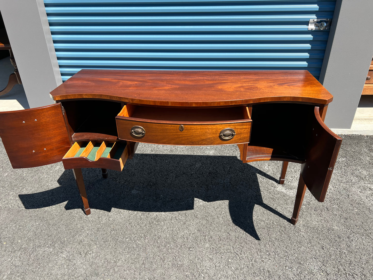 Vintage Mahogany Serpentine Sideboard by Paine Furniture Boston