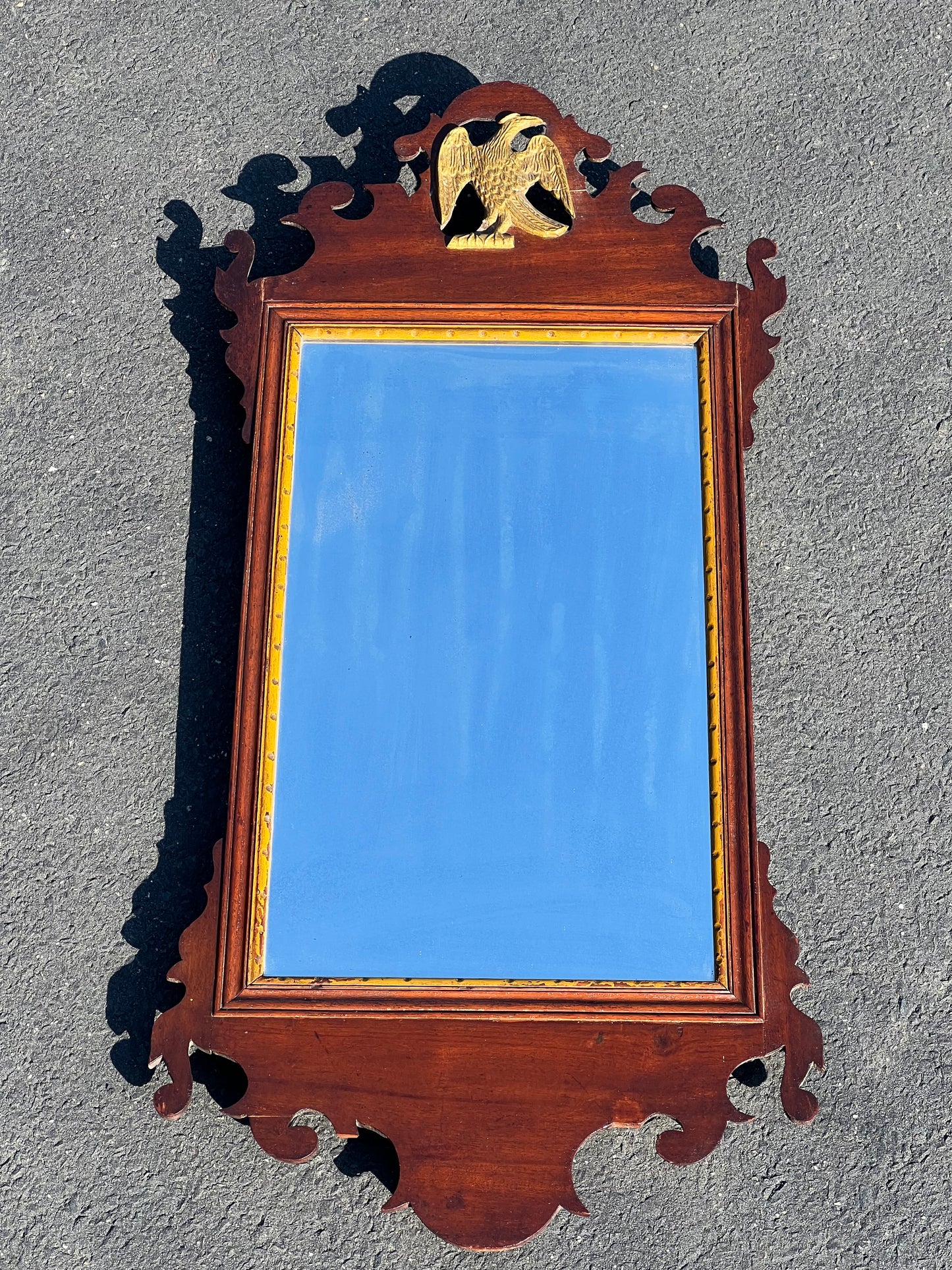 Antique 18th Century Chippendale Wall Mirror with Eagle Crest