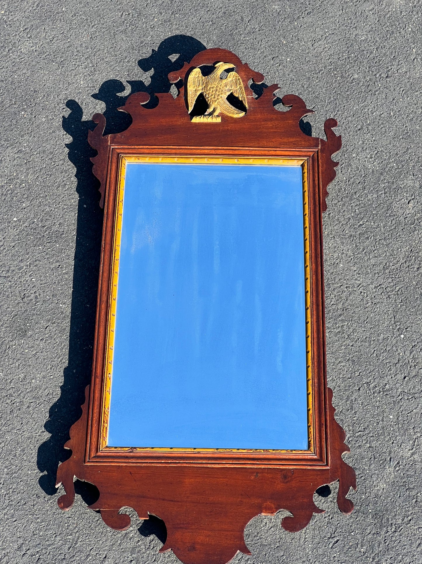 Antique 18th Century Chippendale Wall Mirror with Eagle Crest