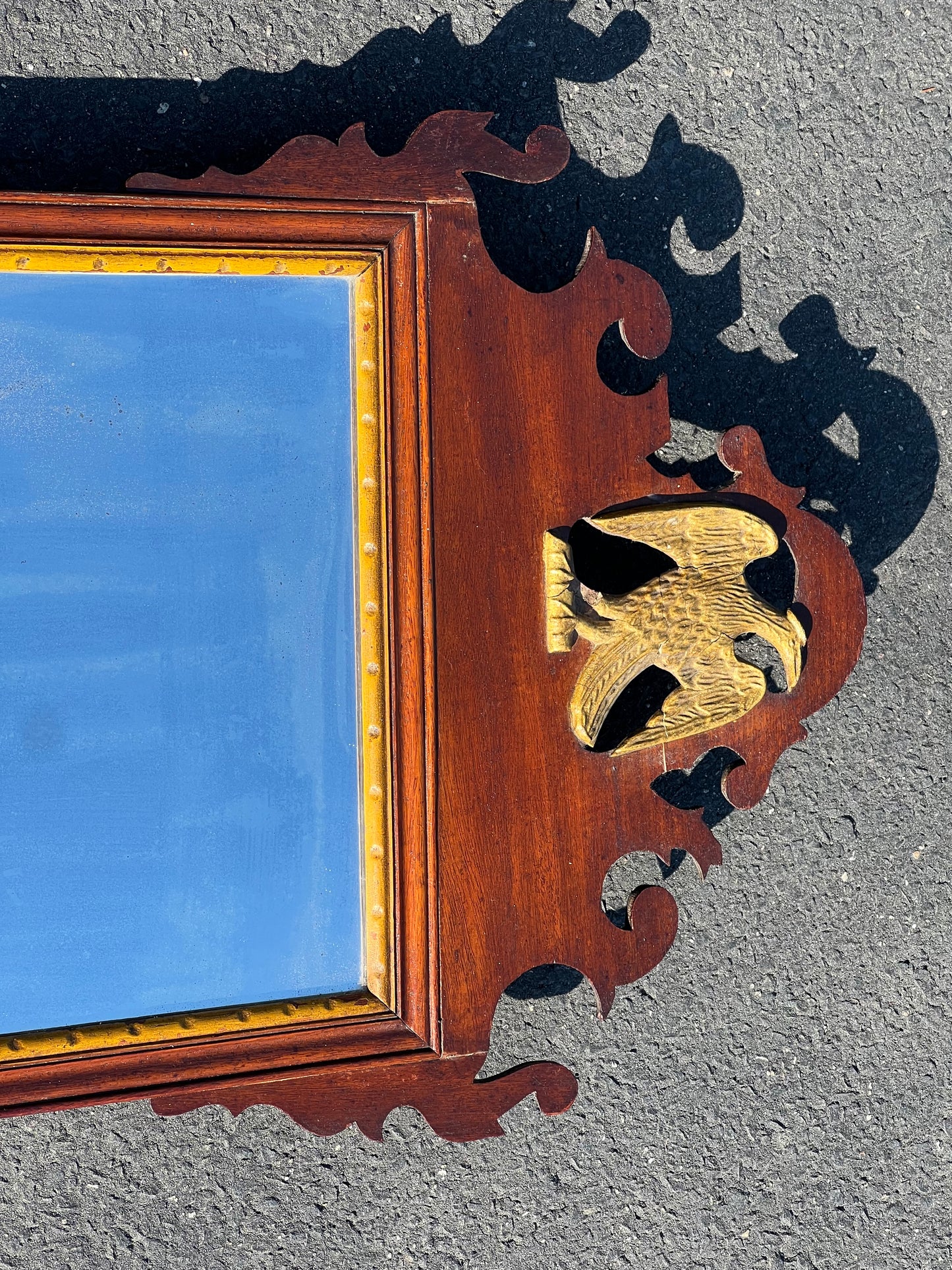 Antique 18th Century Chippendale Wall Mirror with Eagle Crest