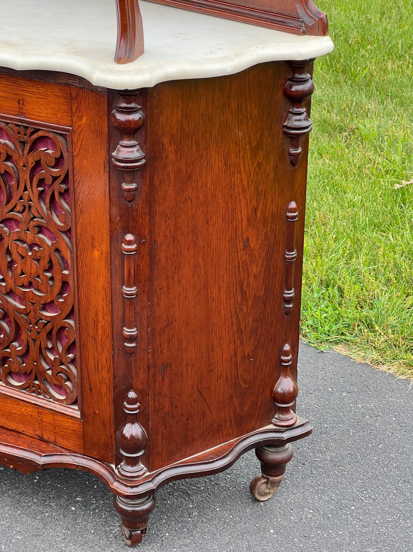 Antique Victorian Rococo Revival Marble Top Etagere