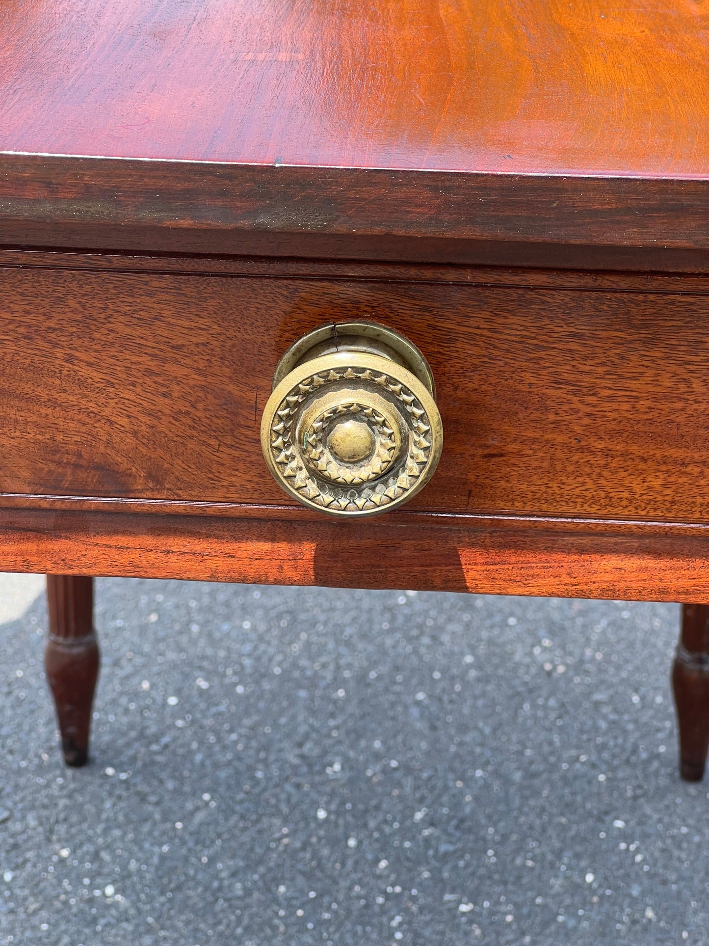 Antique American Federal Period Mahogany One Drawer Drop Leaf Table c. 1830