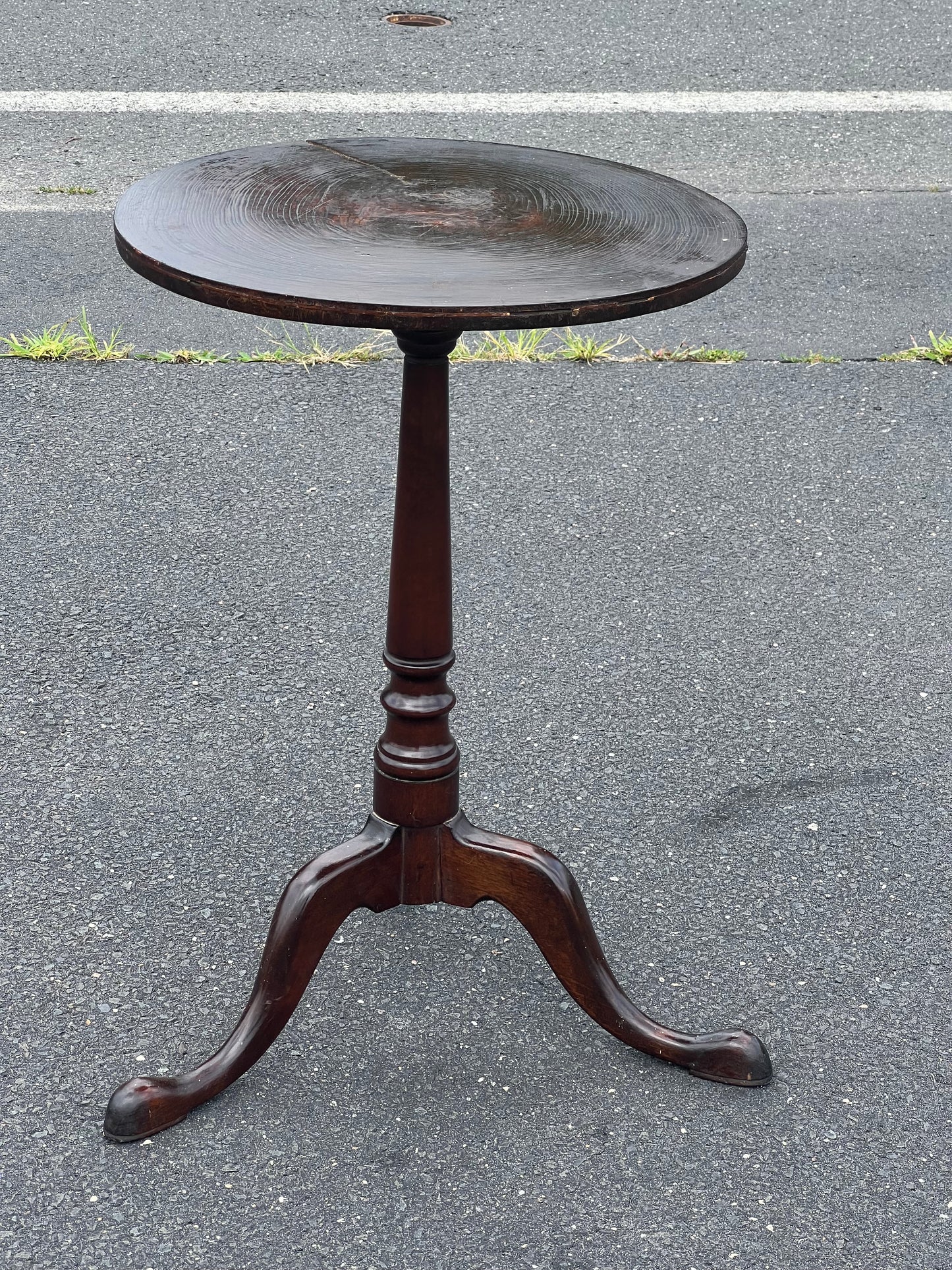 Antique Queen Anne Snake Foot Candle Stand with Old Growth Cookie Top