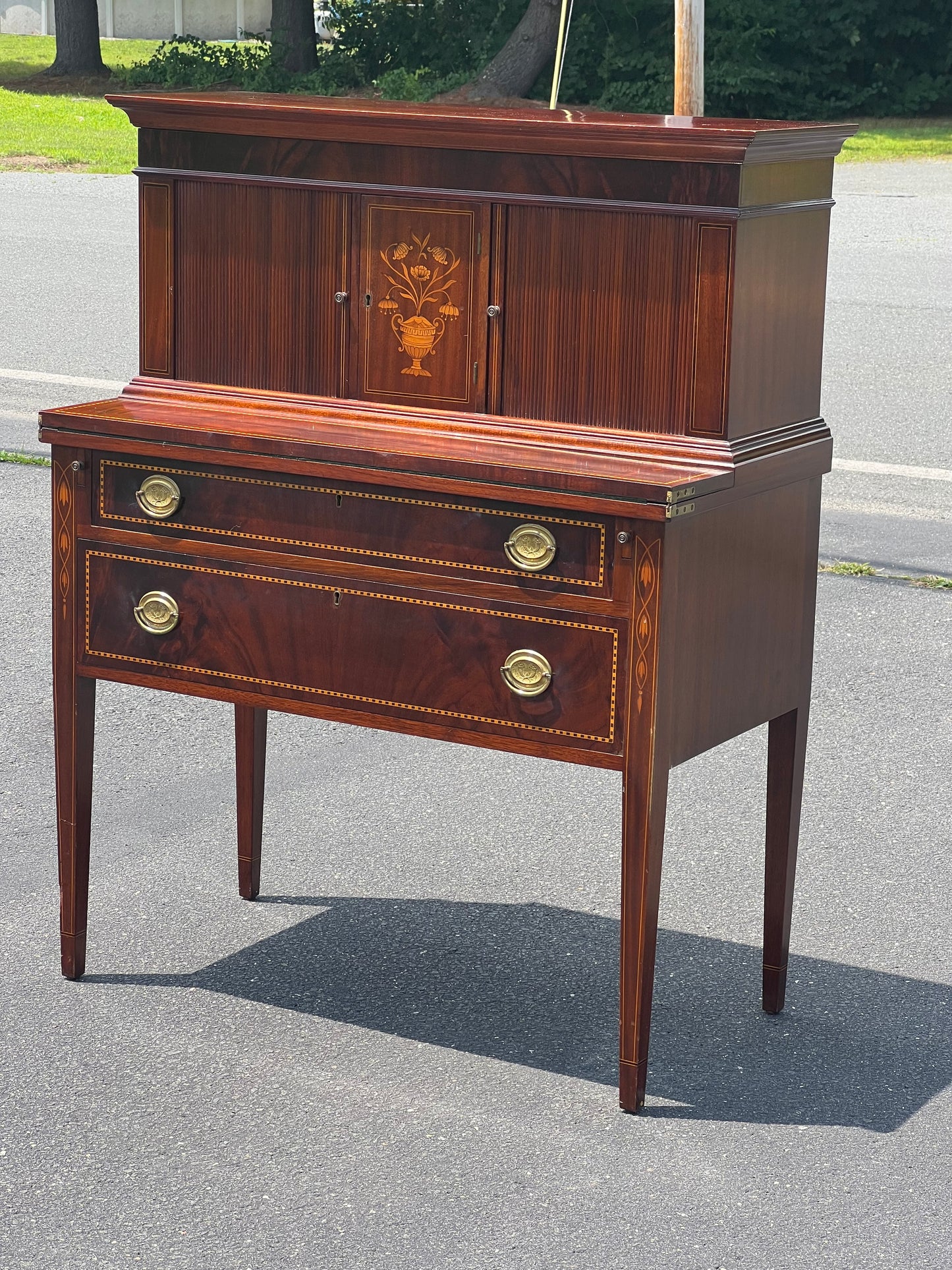 Vintage Custom Federal Style Mahogany Tambor Desk