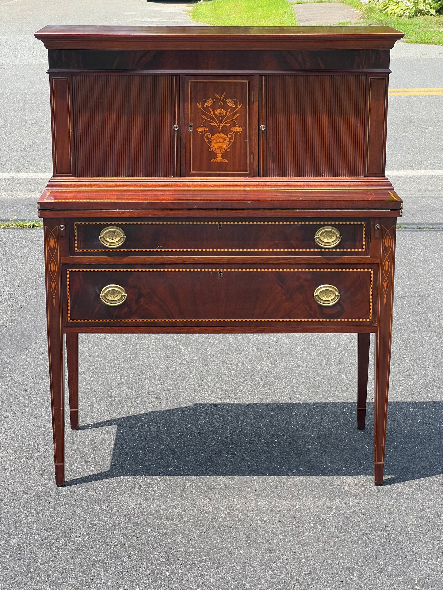 Vintage Custom Federal Style Mahogany Tambor Desk