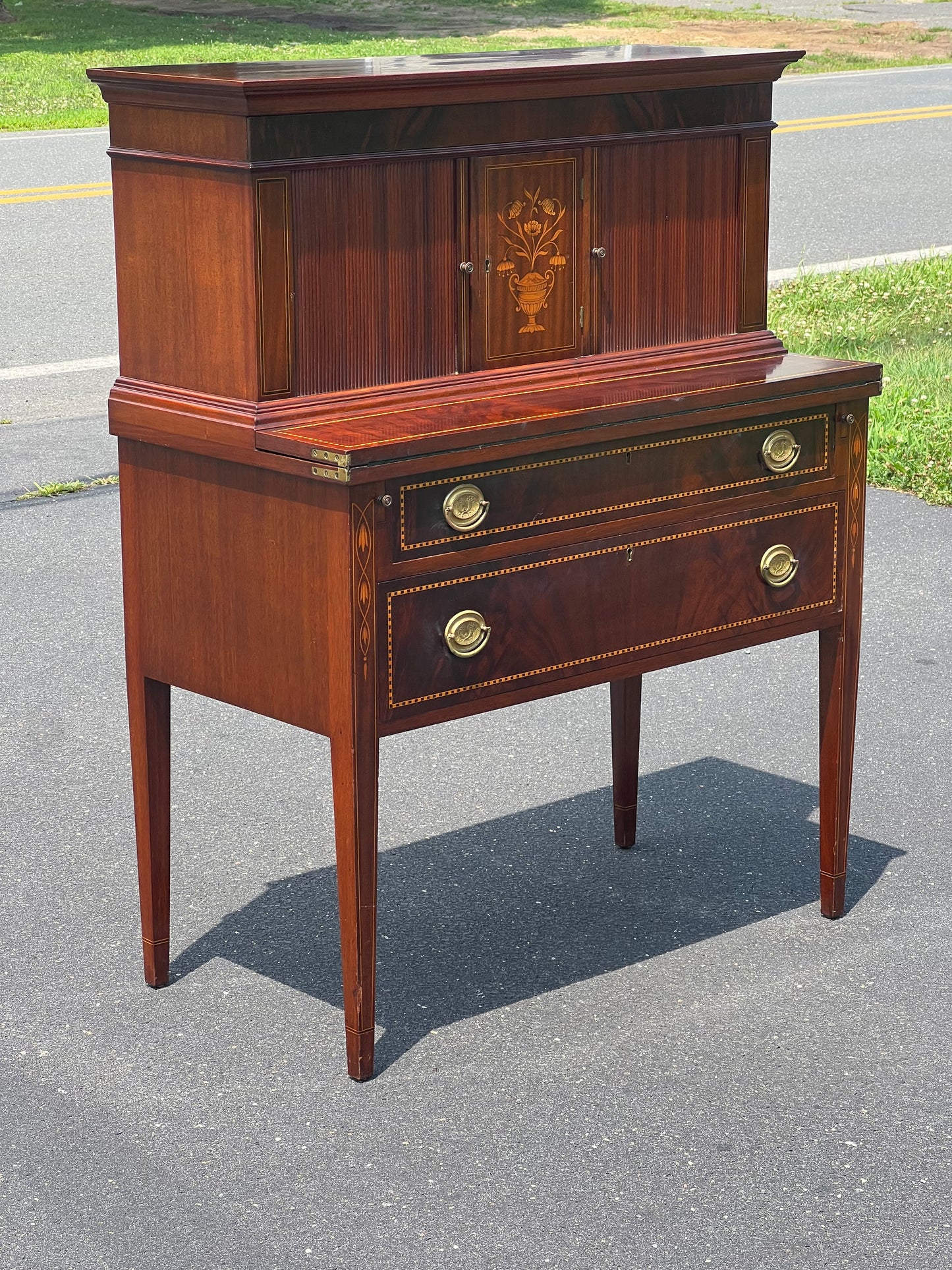 Vintage Custom Federal Style Mahogany Tambor Desk