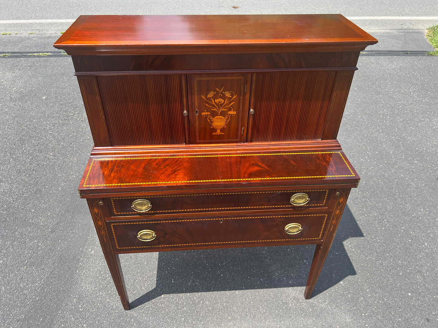 Vintage Custom Federal Style Mahogany Tambor Desk