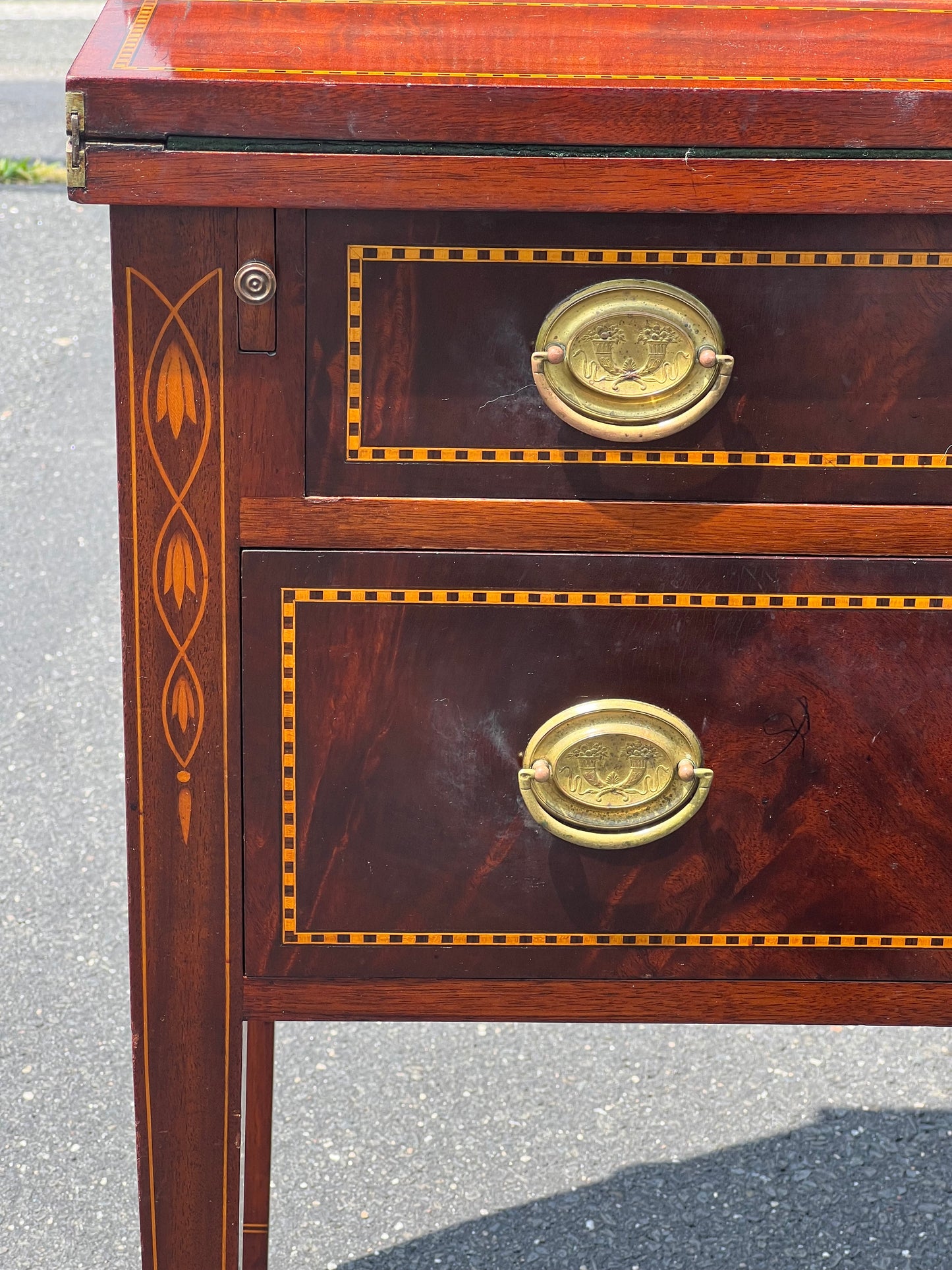 Vintage Custom Federal Style Mahogany Tambor Desk