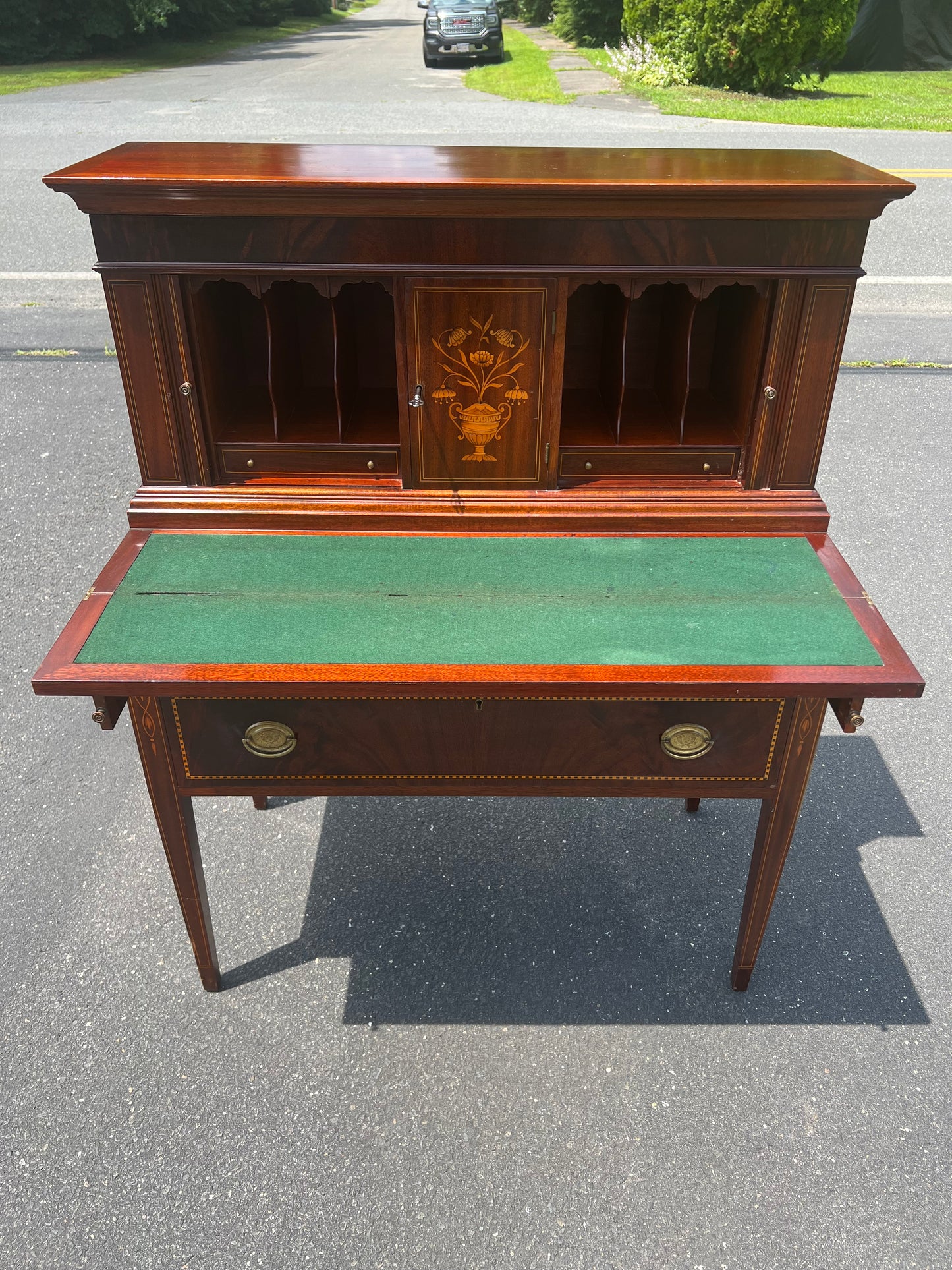 Vintage Custom Federal Style Mahogany Tambor Desk