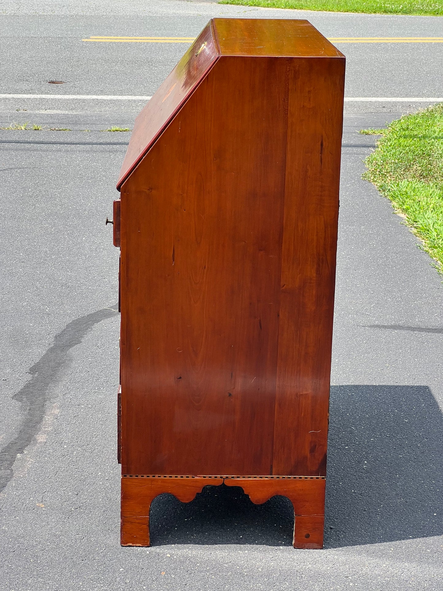 Antique Federal Period Mahogany Slant Front Secretary with Satinwood and Ebony Inlay c. 1800