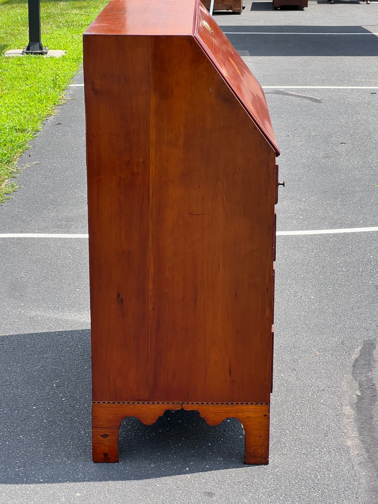 Antique Federal Period Mahogany Slant Front Secretary with Satinwood and Ebony Inlay c. 1800