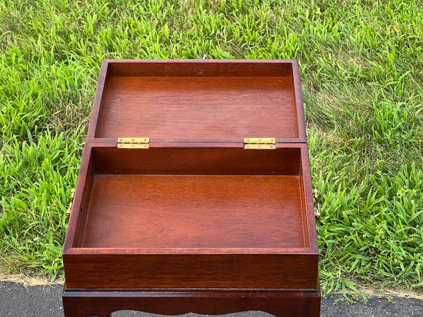 Vintage Mahogany Box on Stand with Conch Inlay