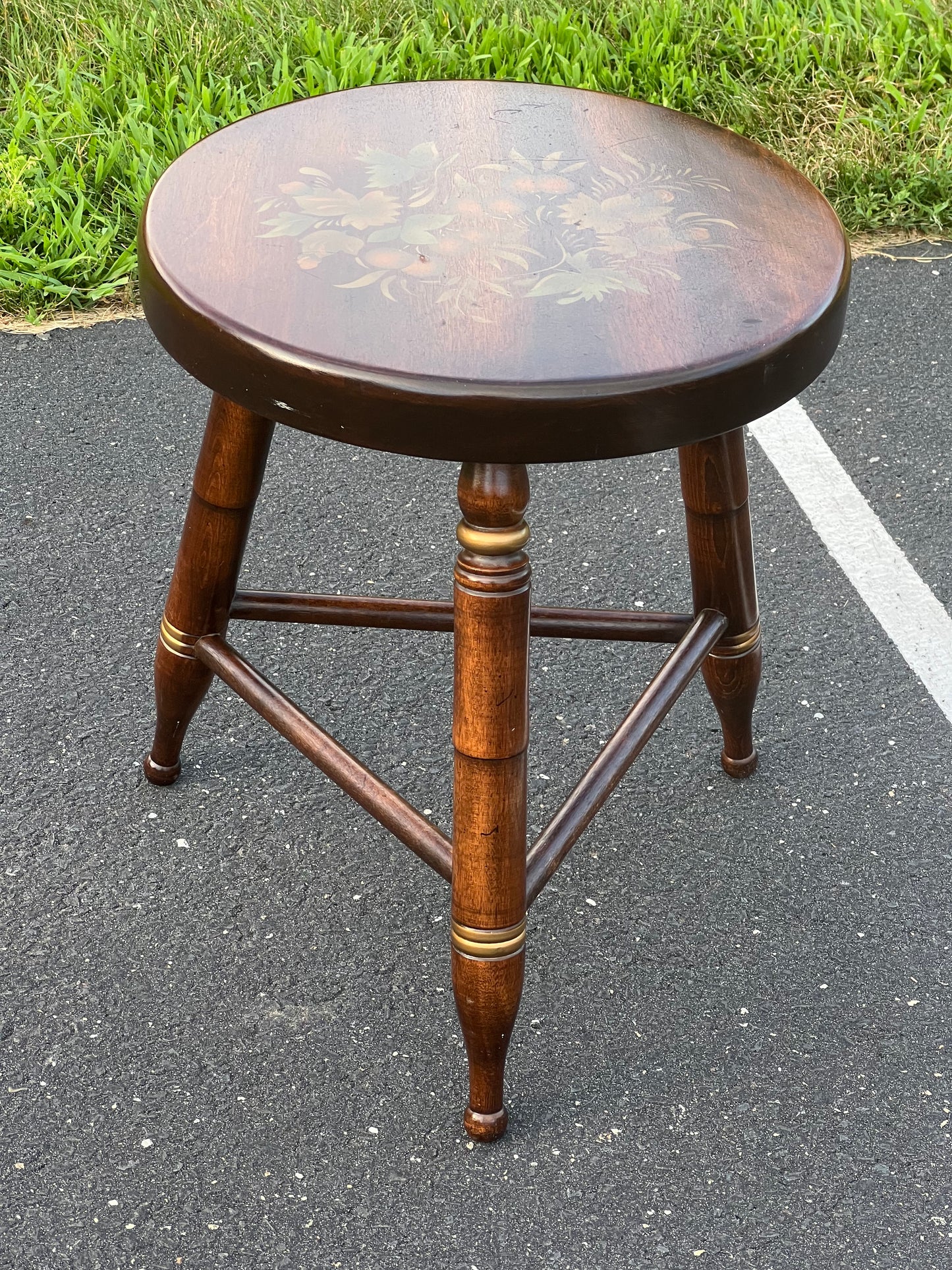 Vintage Hitchcock Three Legged Maple Stool