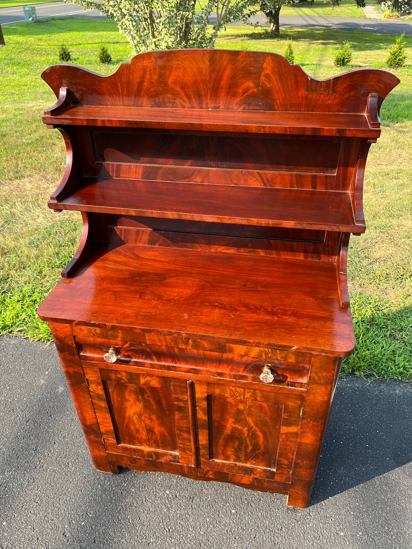 Antique American Empire Flame Mahogany Diminutive Cupboard