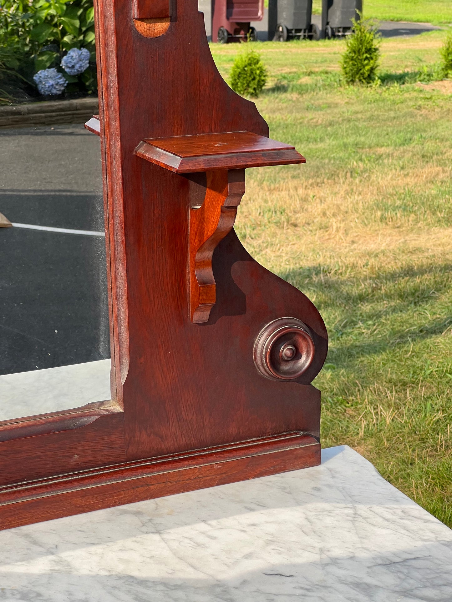 Antique Victorian Marble Top Walnut Chest with Mirror