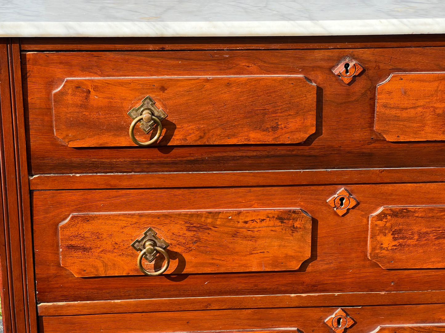 Antique Victorian Marble Top Walnut Chest with Mirror