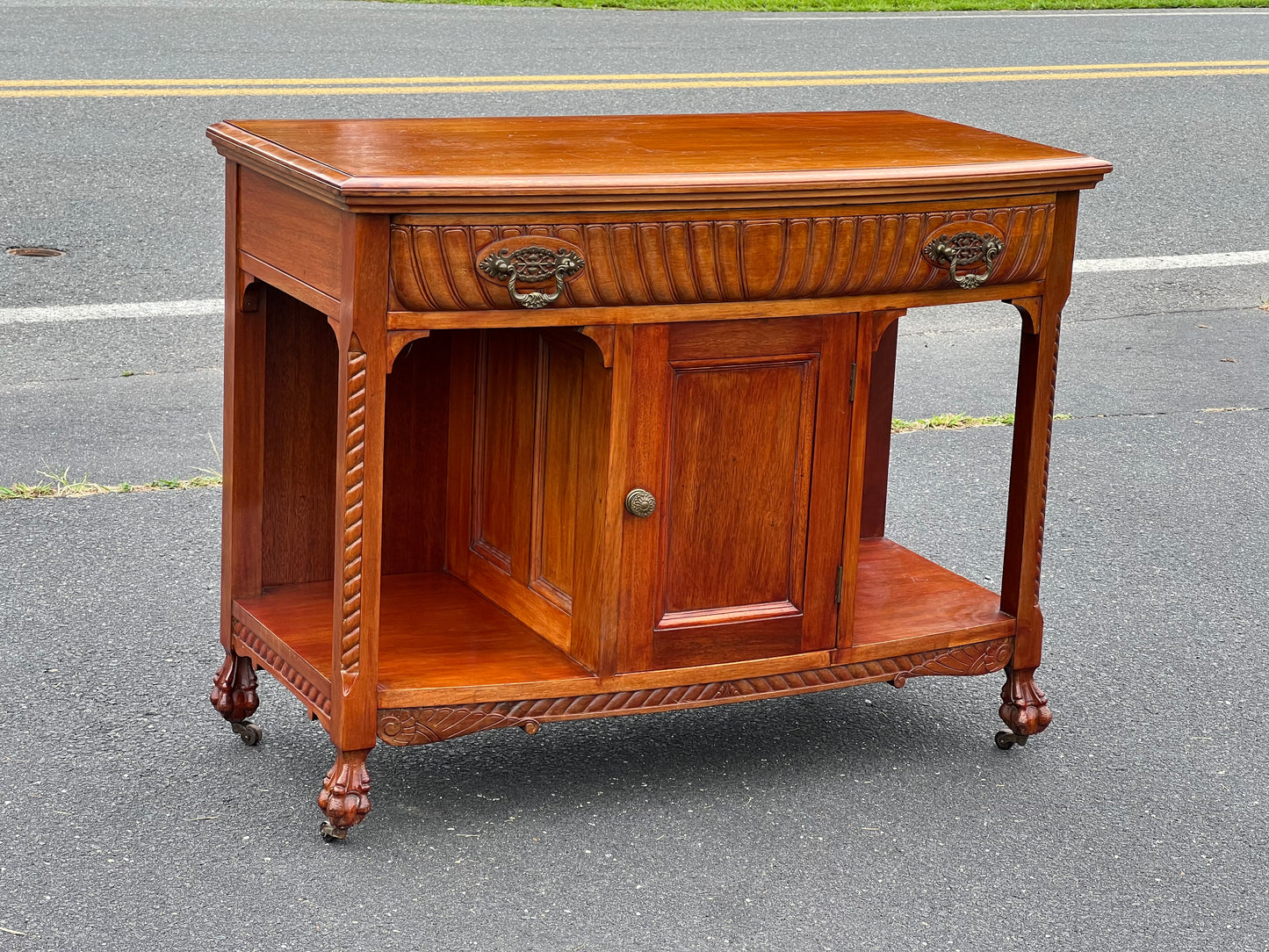 Antique Transitional Carved Mahogany Buffet c. 1920