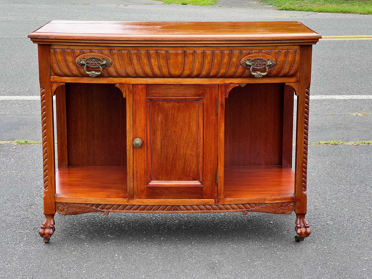 Antique Transitional Carved Mahogany Buffet c. 1920