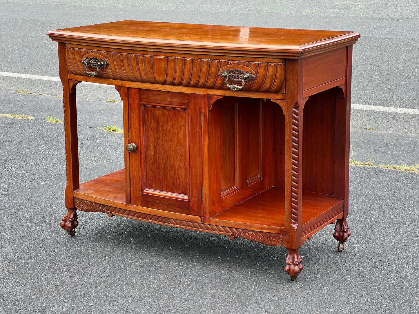 Antique Transitional Carved Mahogany Buffet c. 1920